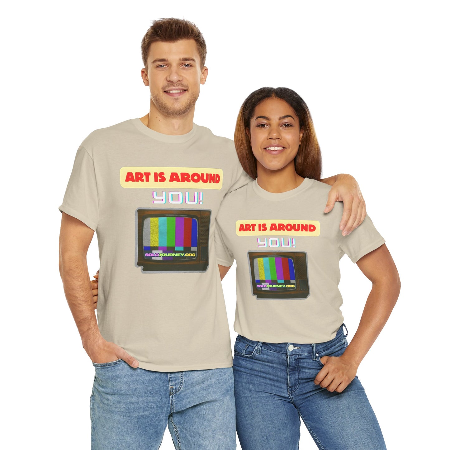 Retro Art Unisex Heavy Cotton Tee - Fun and Colorful Graphic T-Shirt for Art Lovers, Gift for Artists, Casual Wear, Art Inspired Apparel
