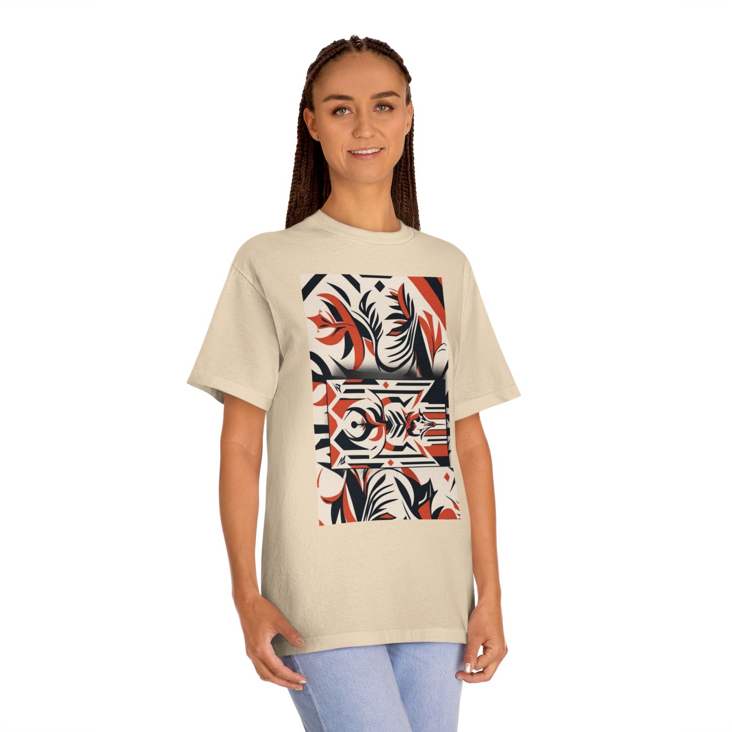 Arabian Sand World Art Oversized Boho T-Shirt showcasing its eco-friendly vintage aesthetic and unique hand-drawn graphic design.