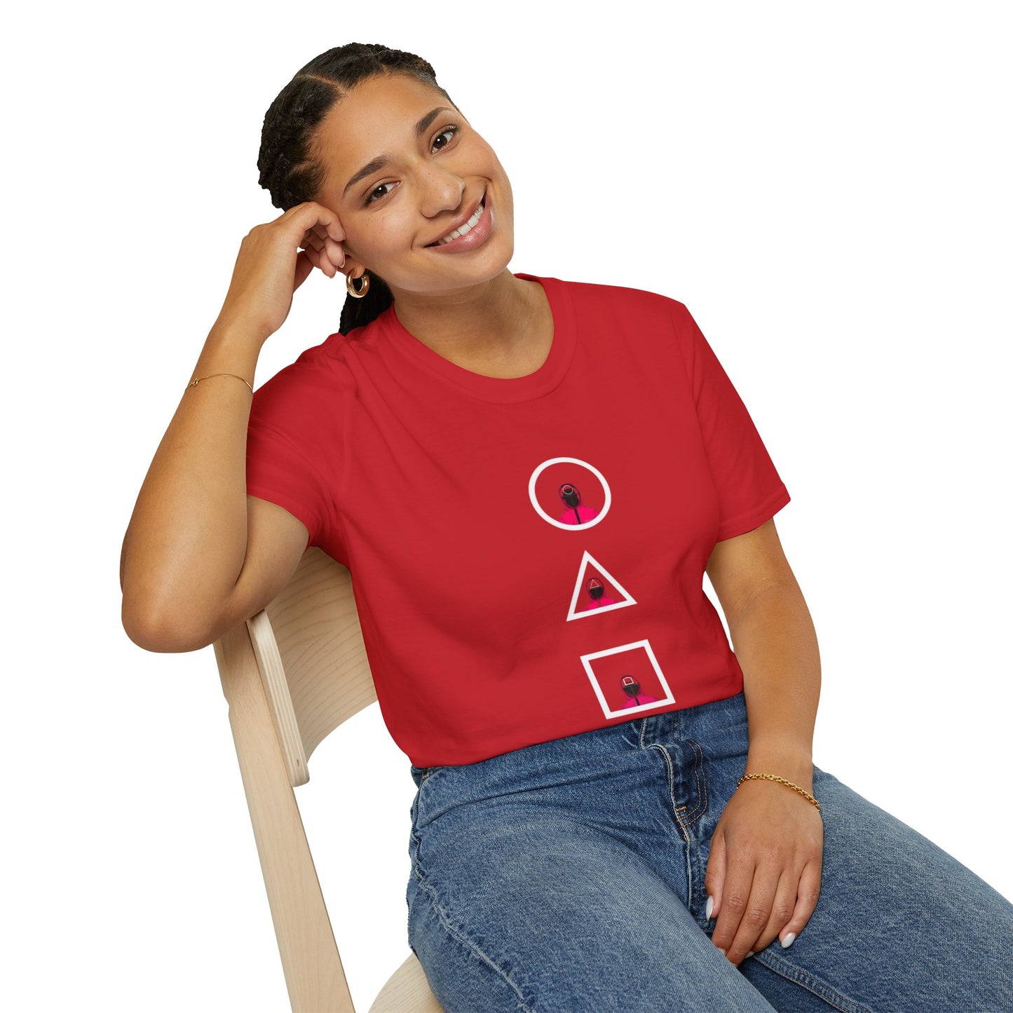 Close-up of the Unisex Softstyle T-Shirt - Eco-Friendly 100% Cotton showcasing the soft fabric and ribbed collar.