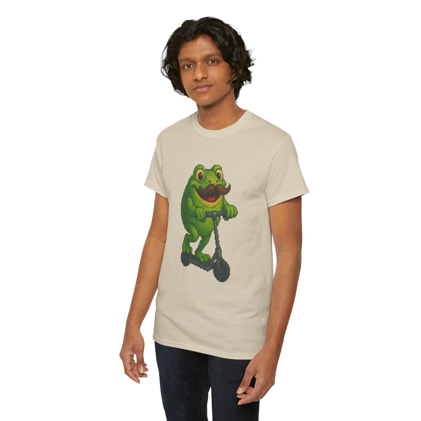 Fun Frog Scooter Tee - Unisex Heavy Cotton T-Shirt, Cute Animal Shirt, Gift for Kids & Teens, Funny Graphic Tee, Summer Wear