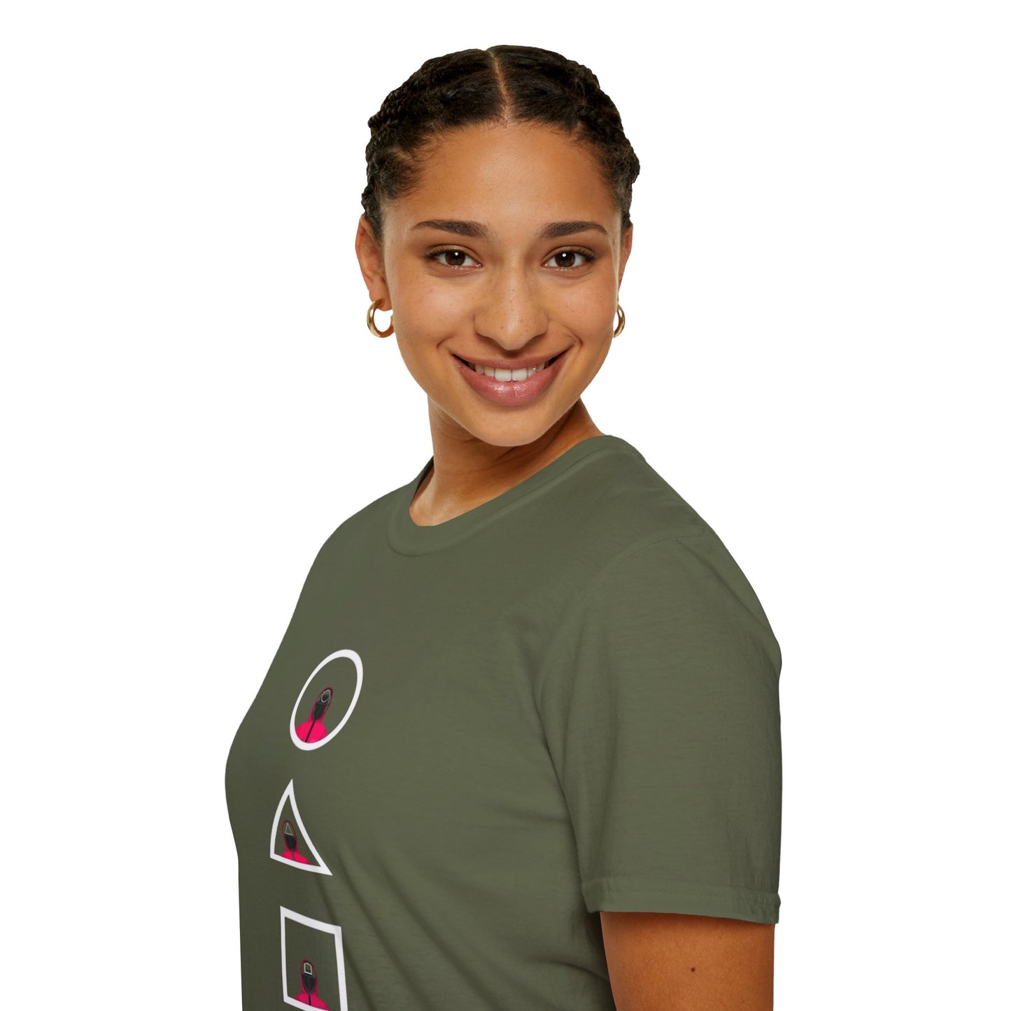 Unisex Softstyle T-Shirt - Eco-Friendly 100% Cotton Minimalist Graphic Tee for Casual Wear displayed on a mannequin emphasizing its relaxed fit.