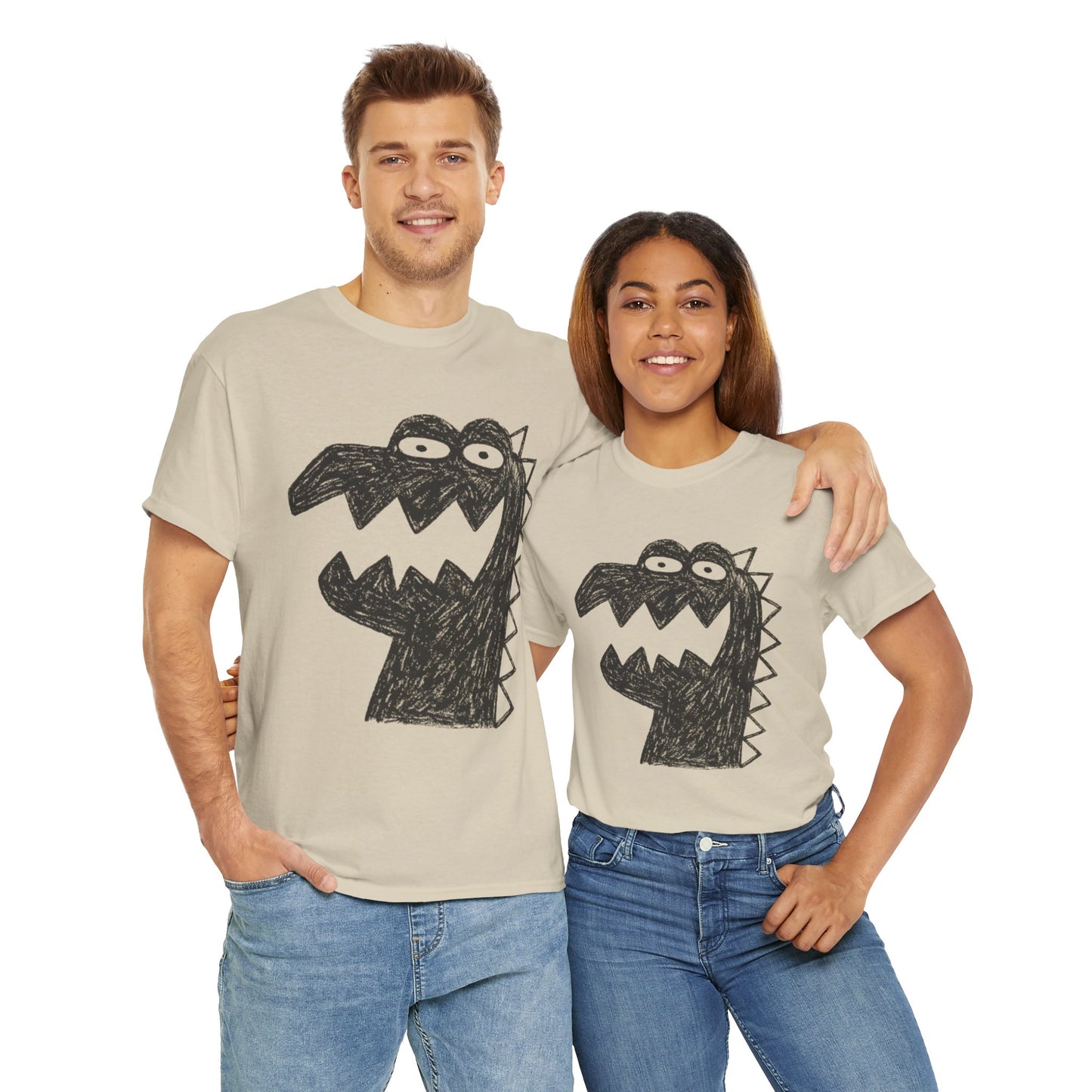 Dinosaur Graphic Tee, Unisex Cotton Shirt, Fun Casual Wear, Cute Monster Top, Gift for Kids and Teens, Birthday Celebration
