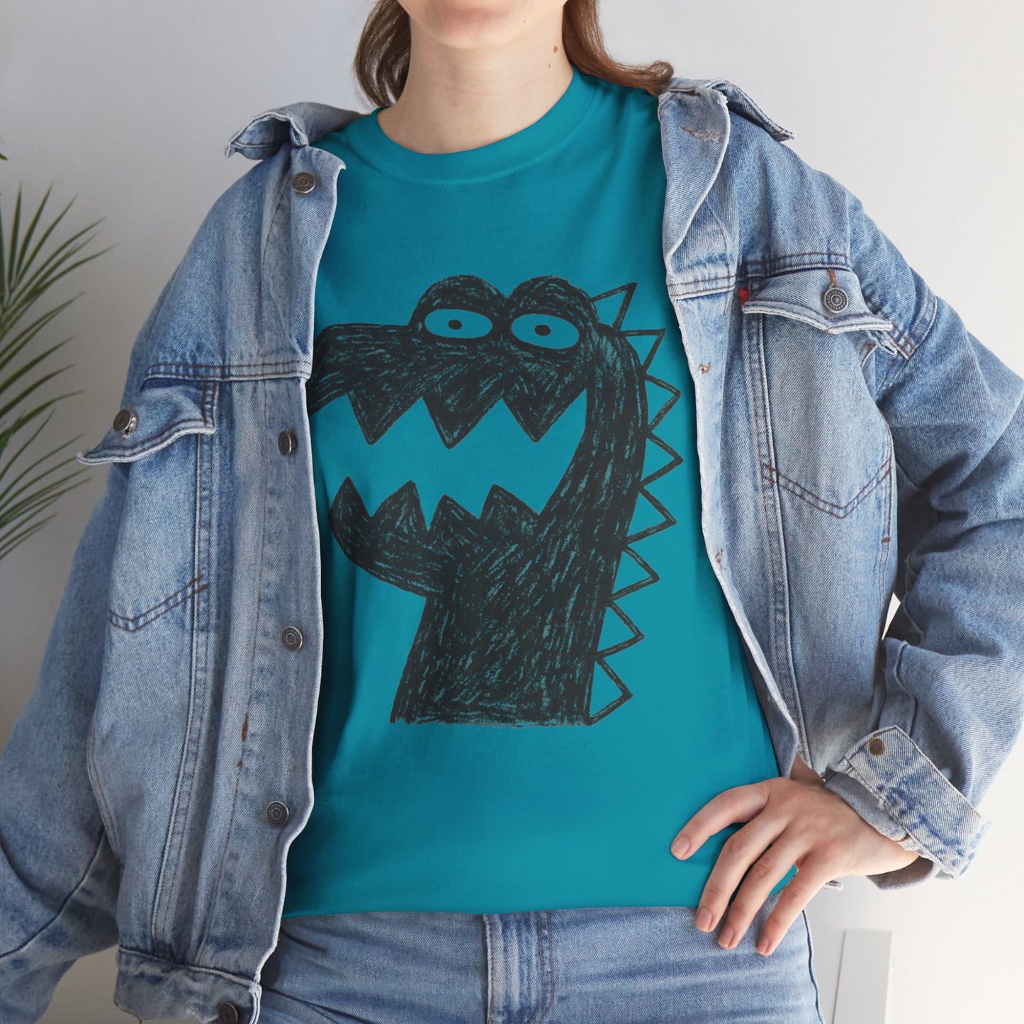 Dinosaur Graphic Tee, Unisex Cotton Shirt, Fun Casual Wear, Cute Monster Top, Gift for Kids and Teens, Birthday Celebration