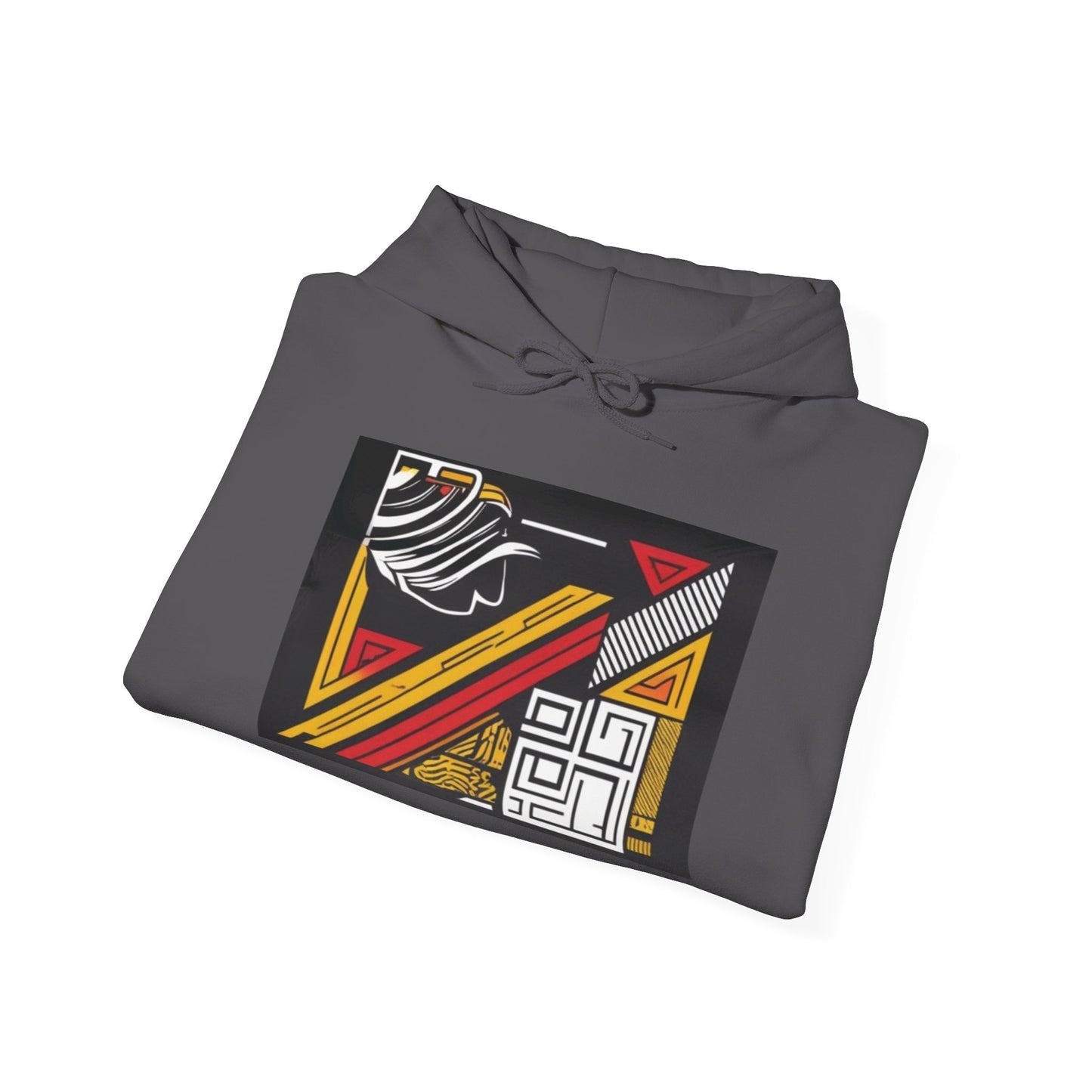 Close-up of the Vintage Aesthetic Oversized Boho Hoodie displayed on a wooden table, highlighting its unique graphic print and relaxed fit.
