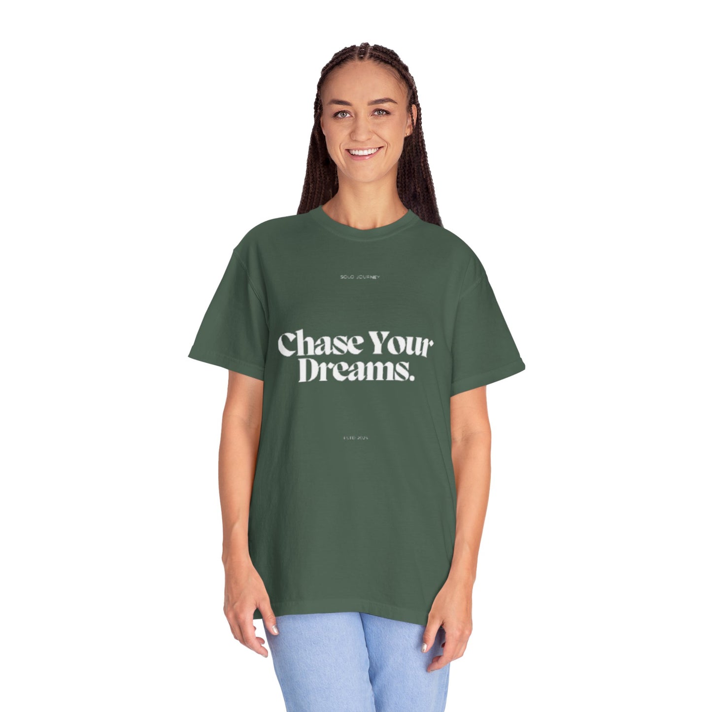 Chase Your Dreams Vintage Aesthetic Pullover displayed on a hanger, featuring vibrant and durable prints.