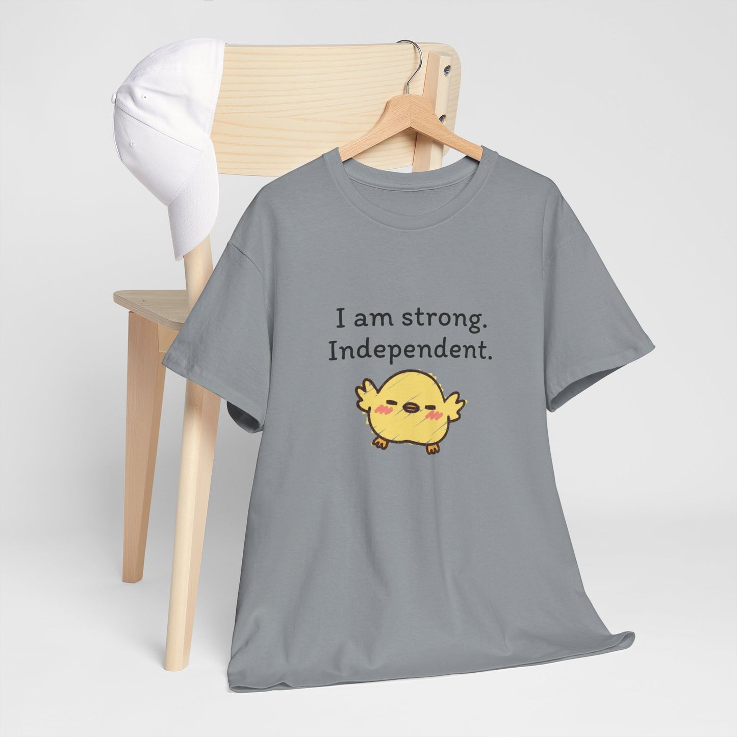 Empowering Chick Graphic Unisex Heavy Cotton Tee - "I am strong. Independent."