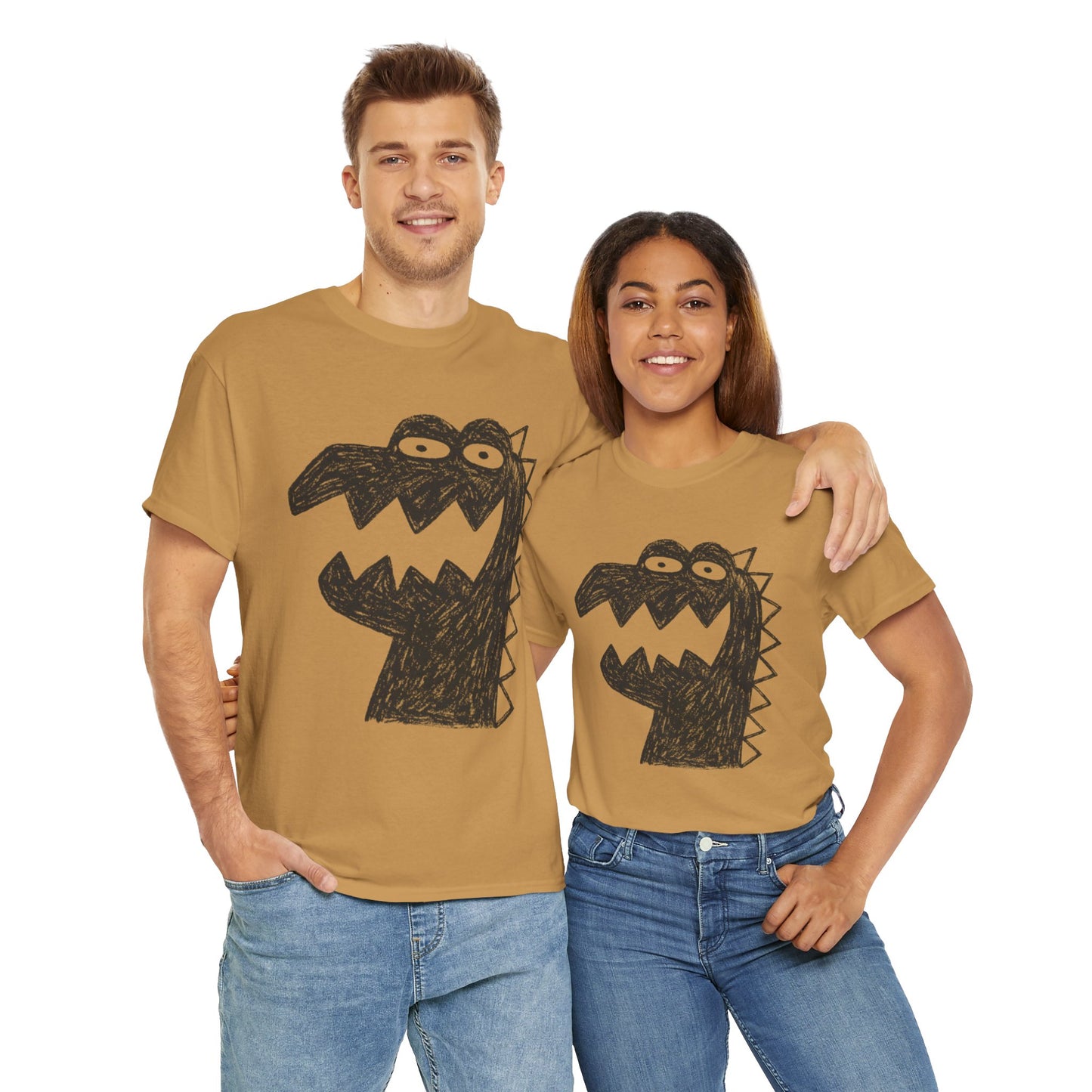 Dinosaur Graphic Tee, Unisex Cotton Shirt, Fun Casual Wear, Cute Monster Top, Gift for Kids and Teens, Birthday Celebration