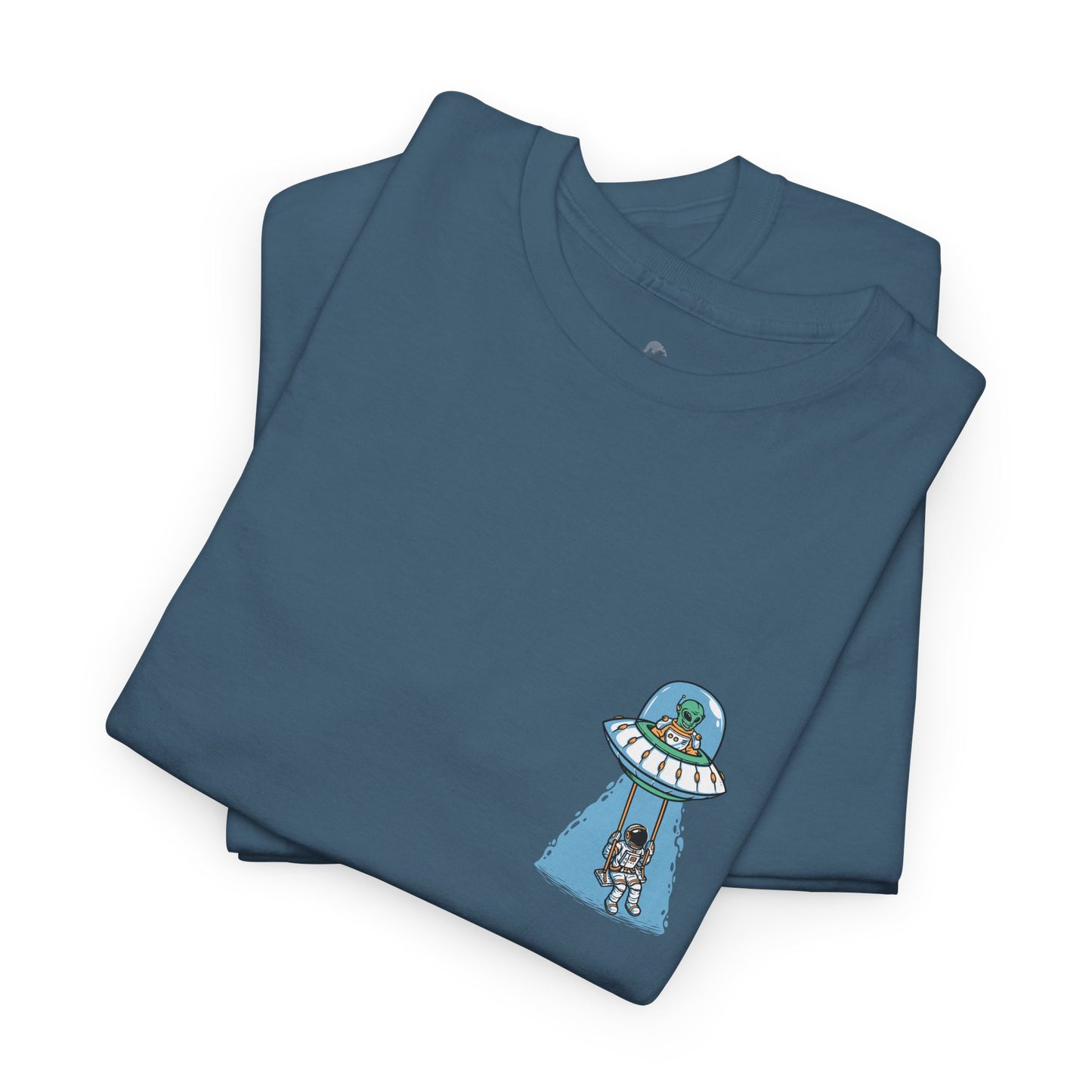 UFO Dancing in Space - Whimsical Unisex Heavy Cotton Tee with Playful Design