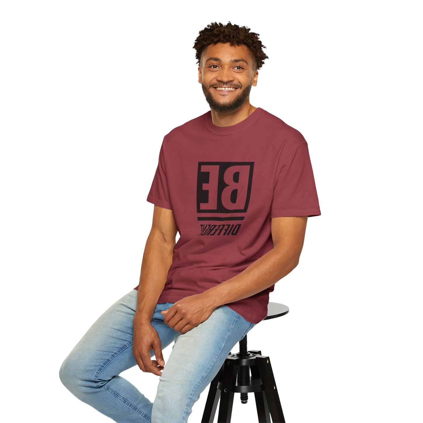 Close-up of the fabric of Be Different Art Graphic Oversized Boho T-Shirt highlighting its soft texture and GOTS certification.