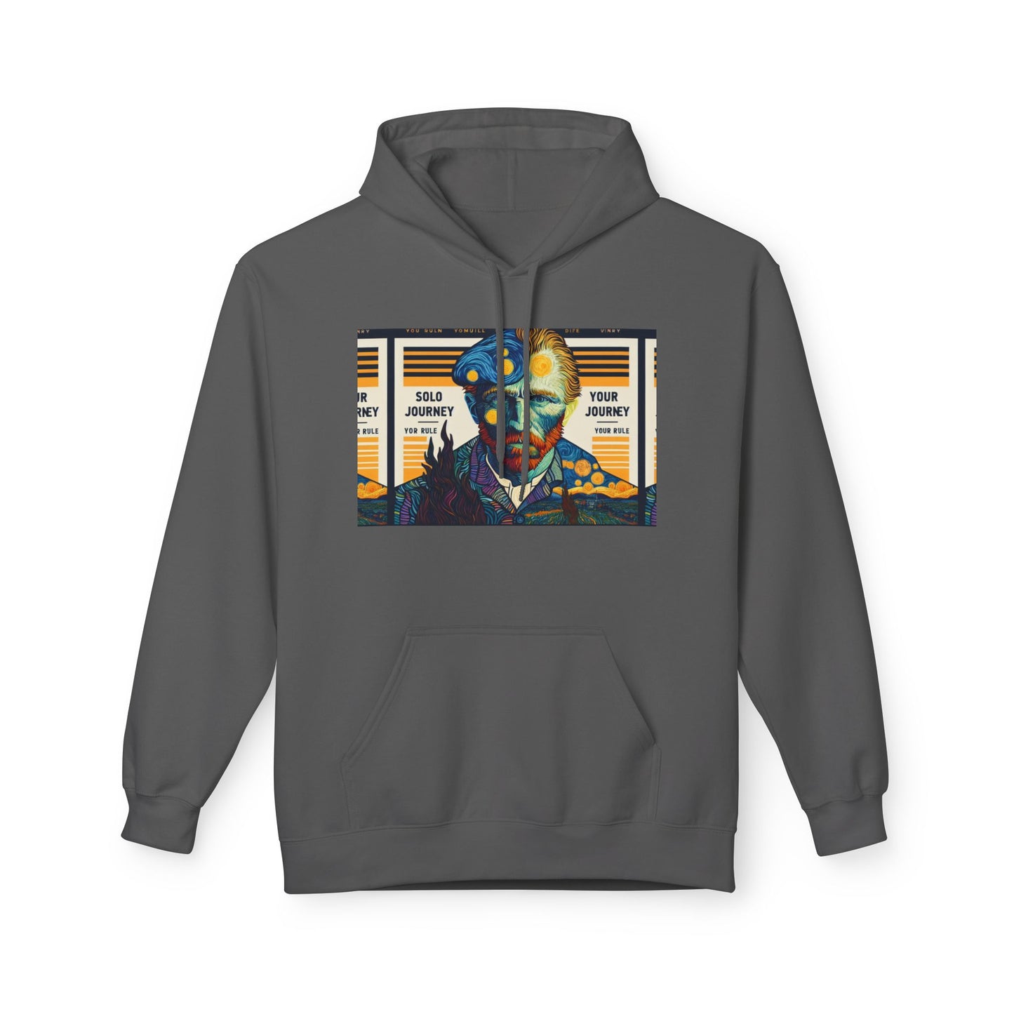 Close-up of the soft fabric of Van Gogh AI Graphic Western Rodeo Sweatshirt, showcasing the high-quality organic cotton.