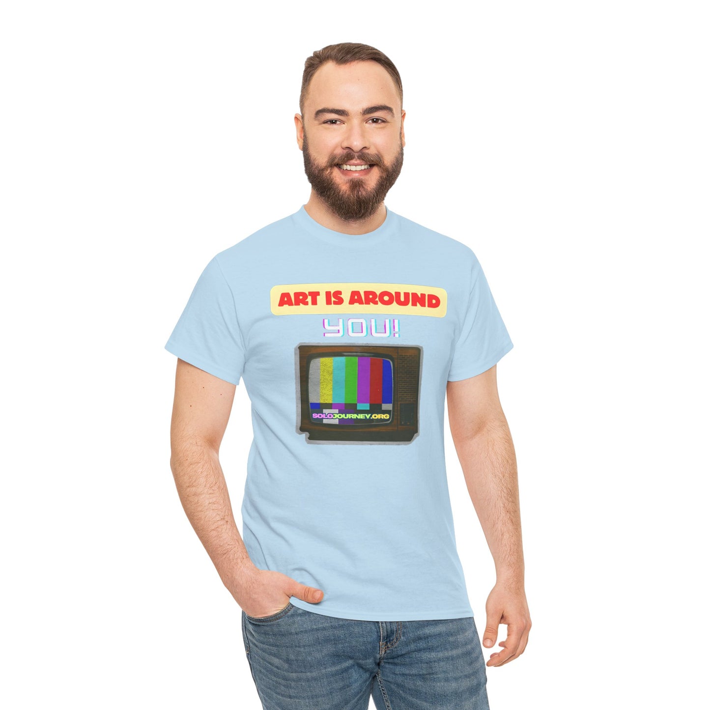 Retro Art Unisex Heavy Cotton Tee - Fun and Colorful Graphic T-Shirt for Art Lovers, Gift for Artists, Casual Wear, Art Inspired Apparel