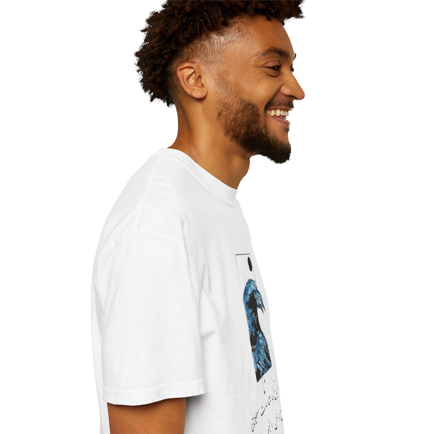 Back view of Waves Art Vintage Aesthetic Pullover - Oversized Boho T-Shirt in Organic Cotton, ideal for comfortable everyday wear.