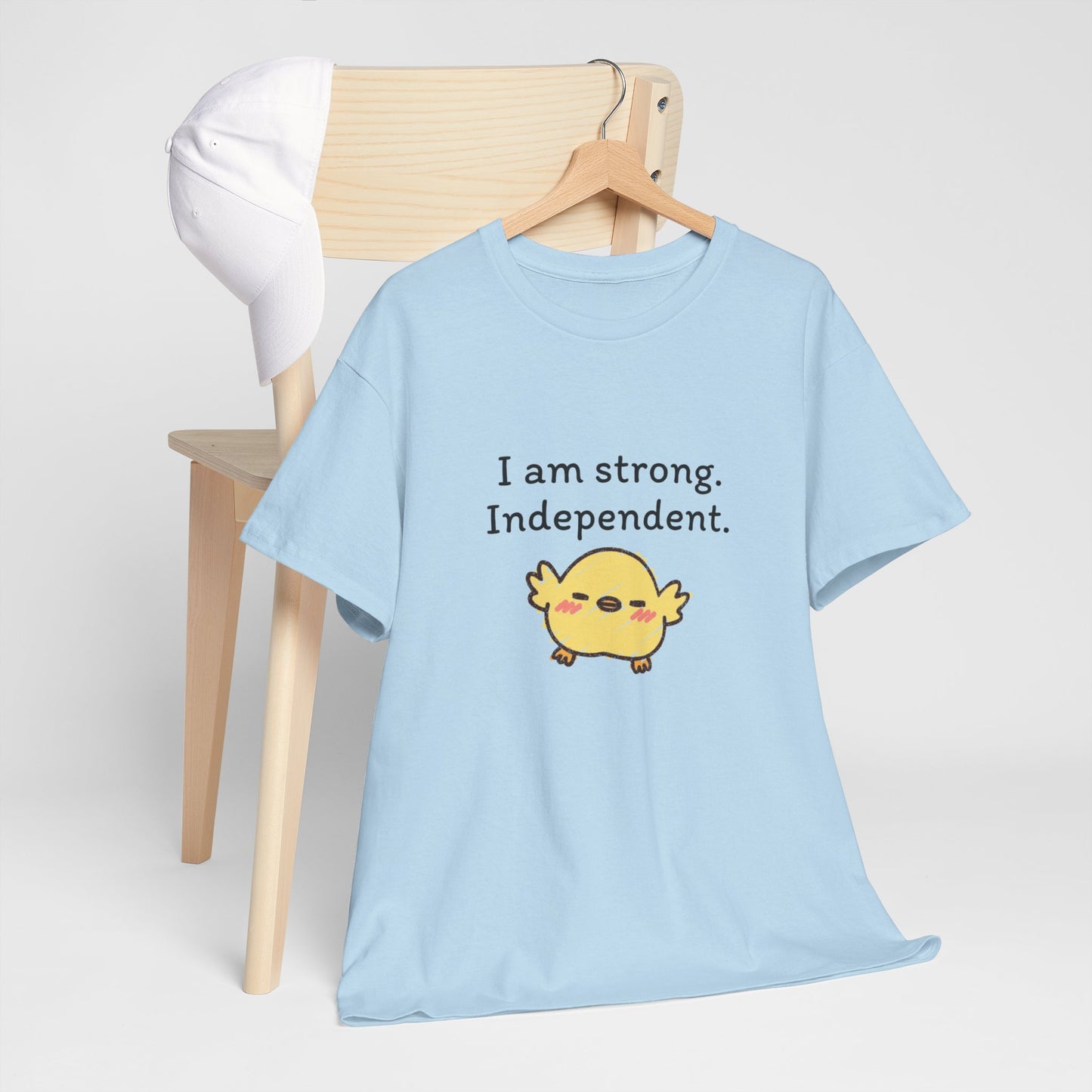 Empowering Chick Graphic Unisex Heavy Cotton Tee - "I am strong. Independent."