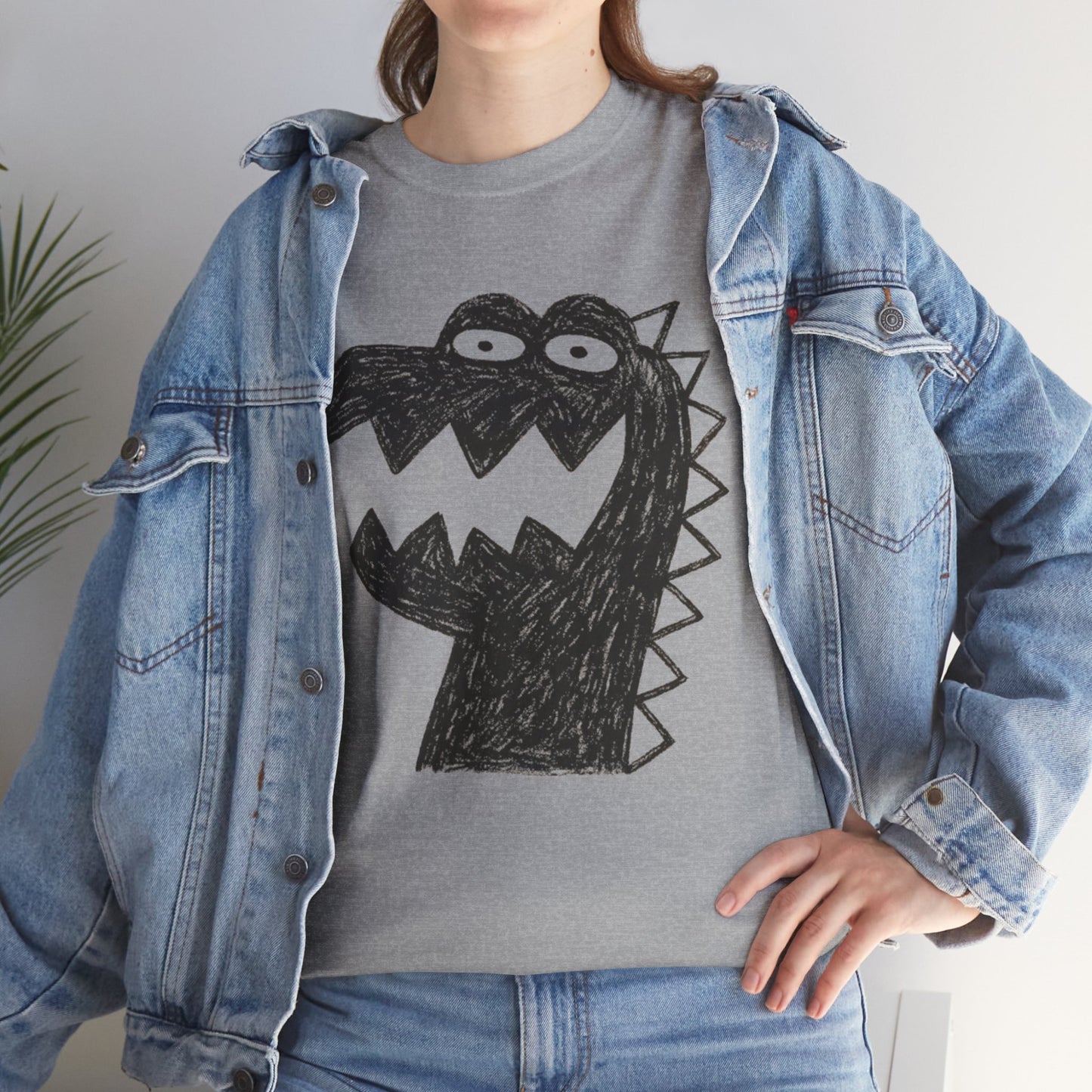 Dinosaur Graphic Tee, Unisex Cotton Shirt, Fun Casual Wear, Cute Monster Top, Gift for Kids and Teens, Birthday Celebration