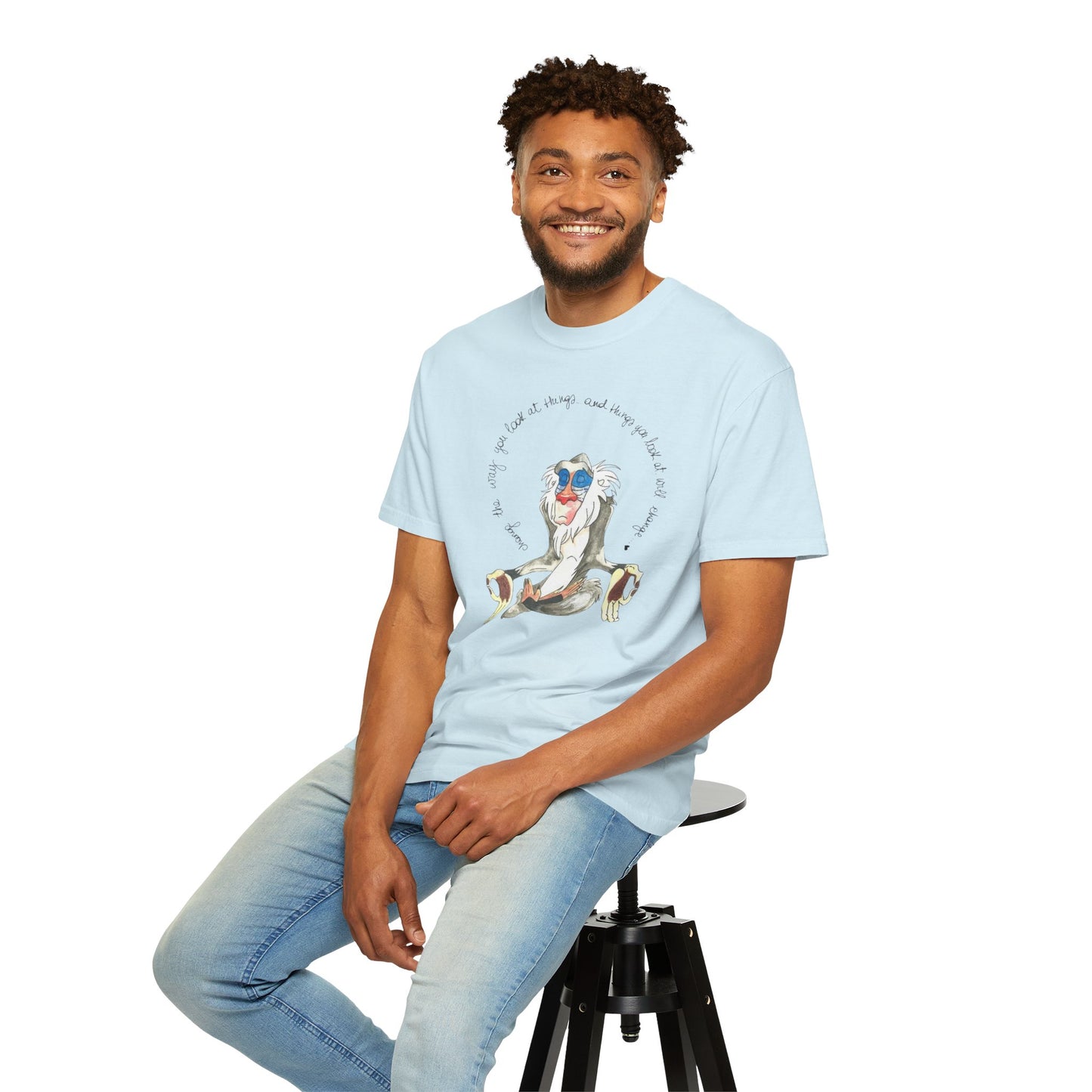 Group of friends wearing the Monkey Legend Graphic Art Oversized Boho Pullover Tee, showcasing its versatility for casual outings and events.