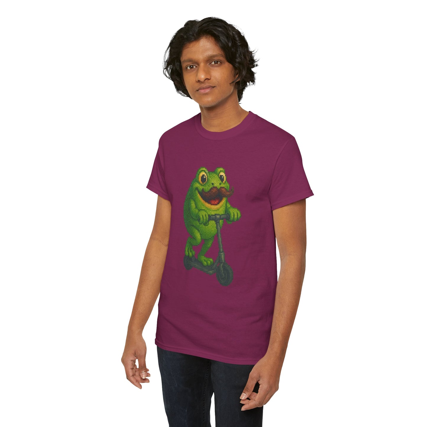 Fun Frog Scooter Tee - Unisex Heavy Cotton T-Shirt, Cute Animal Shirt, Gift for Kids & Teens, Funny Graphic Tee, Summer Wear
