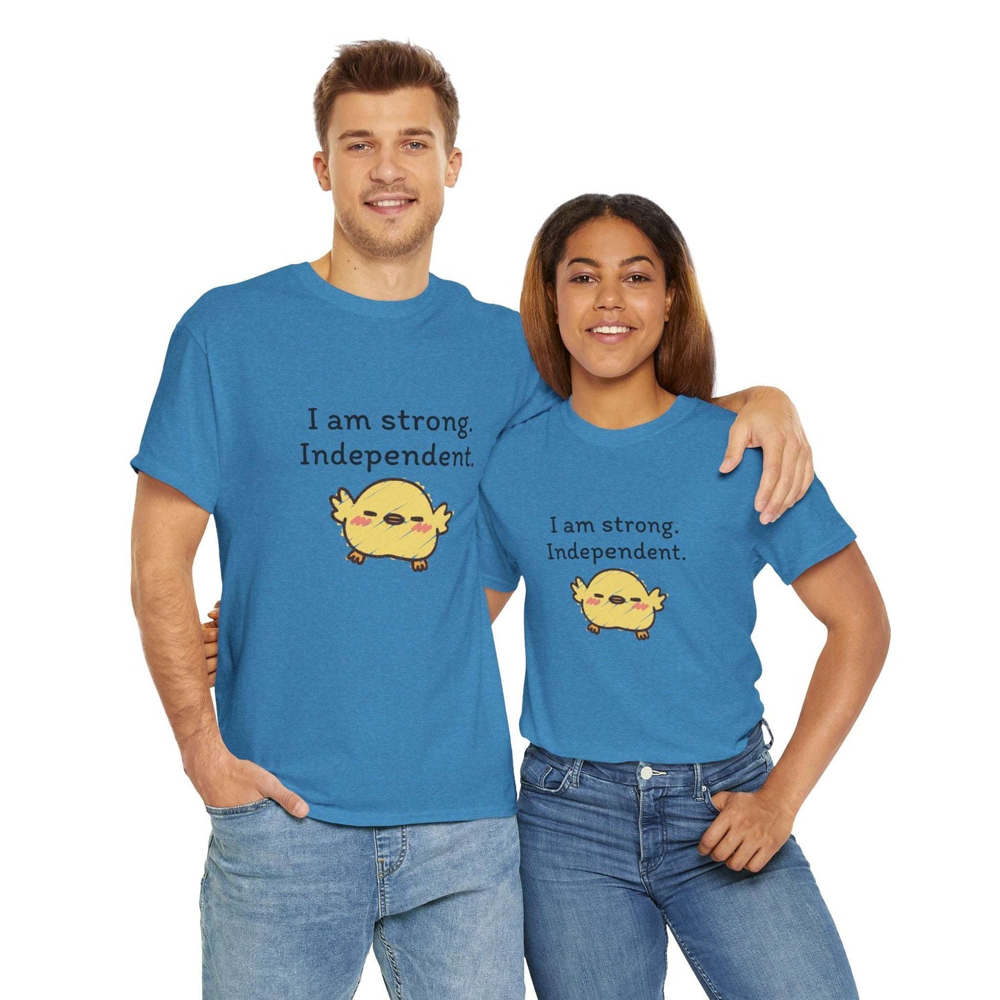 Empowering Chick Graphic Unisex Heavy Cotton Tee - "I am strong. Independent."