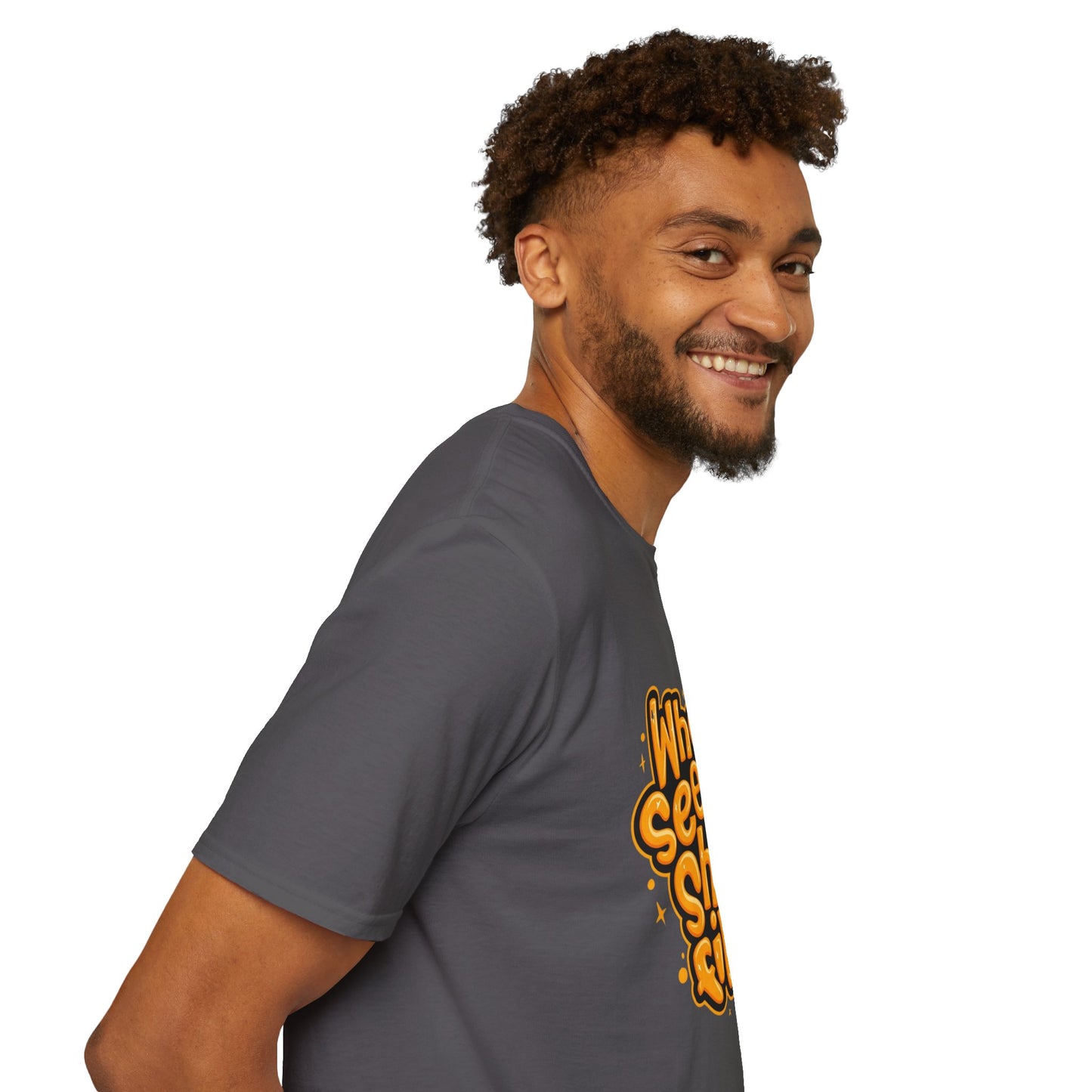 Close-up view of the Unisex Organic Cotton Softstyle T-Shirt showcasing its soft fabric and minimalist design.