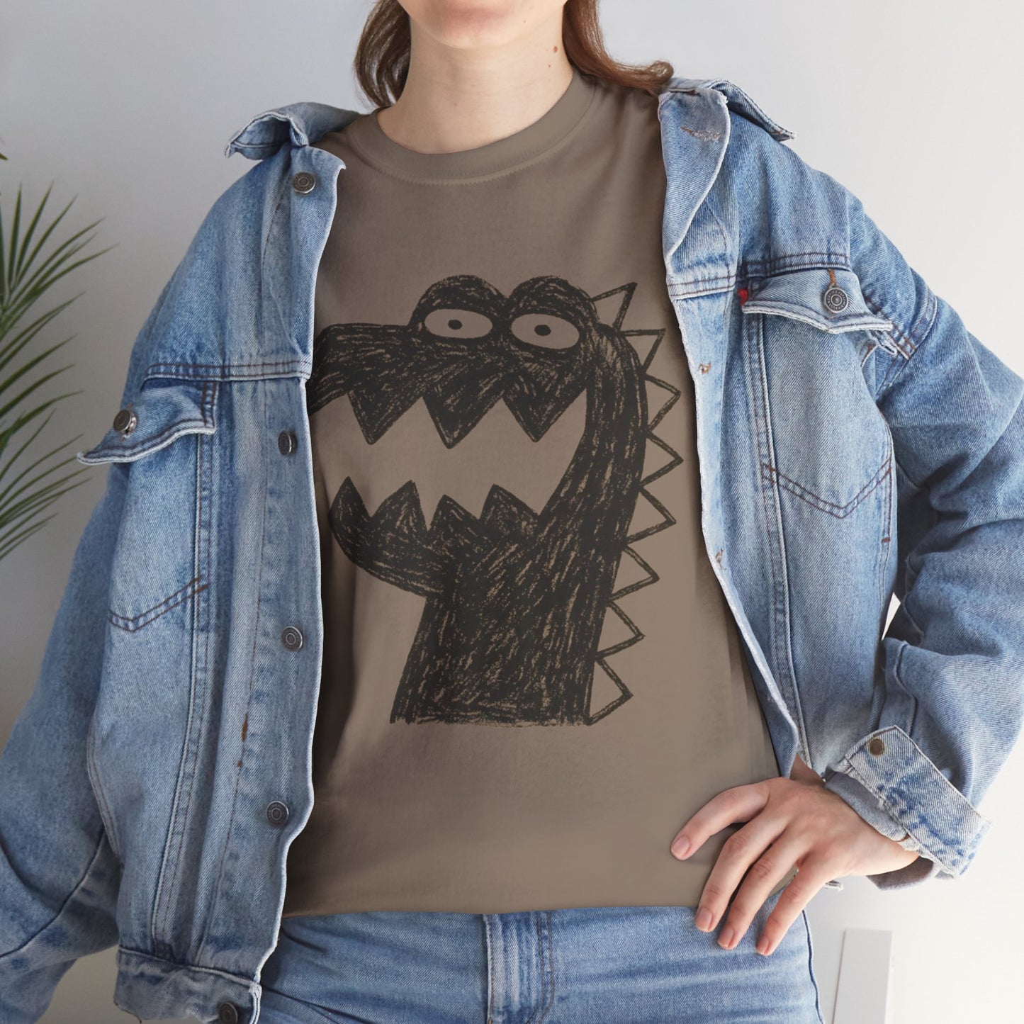 Dinosaur Graphic Tee, Unisex Cotton Shirt, Fun Casual Wear, Cute Monster Top, Gift for Kids and Teens, Birthday Celebration