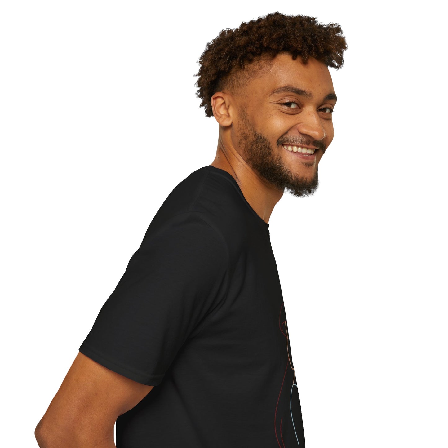 Unisex Minimalist Line Art T-Shirt featuring an abstract female silhouette, perfect for eco-friendly fashion enthusiasts.