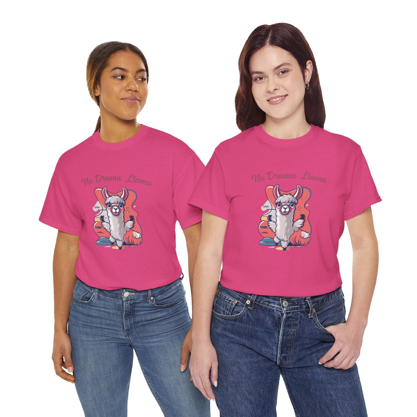No Drama Llama Unisex Heavy Cotton Tee - Fun Graphic Tee for Casual Wear