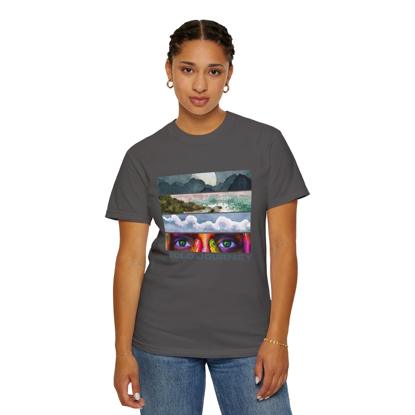 Flat lay of the Vintage Aesthetic Oversized Boho T-Shirt 07 - Eco-Friendly Organic Cotton Tee paired with stylish accessories, perfect for casual outfits.