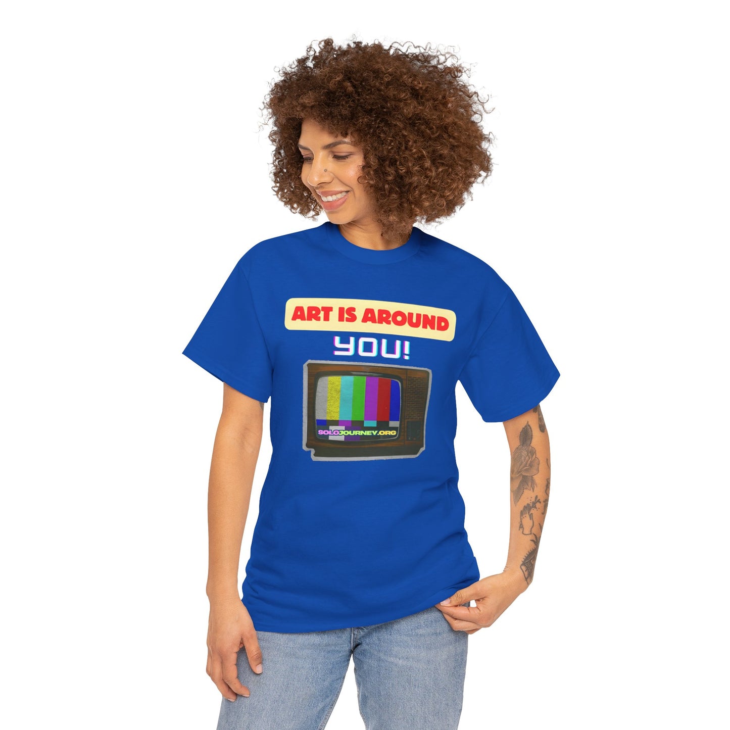 Retro Art Unisex Heavy Cotton Tee - Fun and Colorful Graphic T-Shirt for Art Lovers, Gift for Artists, Casual Wear, Art Inspired Apparel