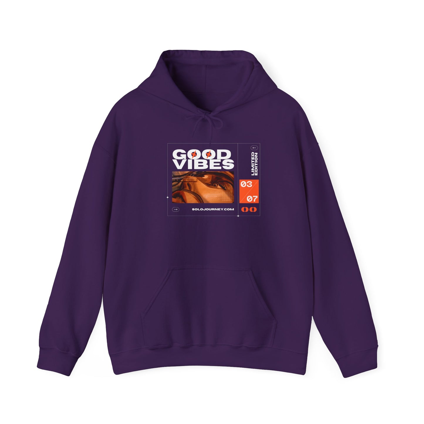 The Good Vibes Unisex Heavy Blend Hoodie displayed in various colors, emphasizing its stylish appeal and eco-conscious design.