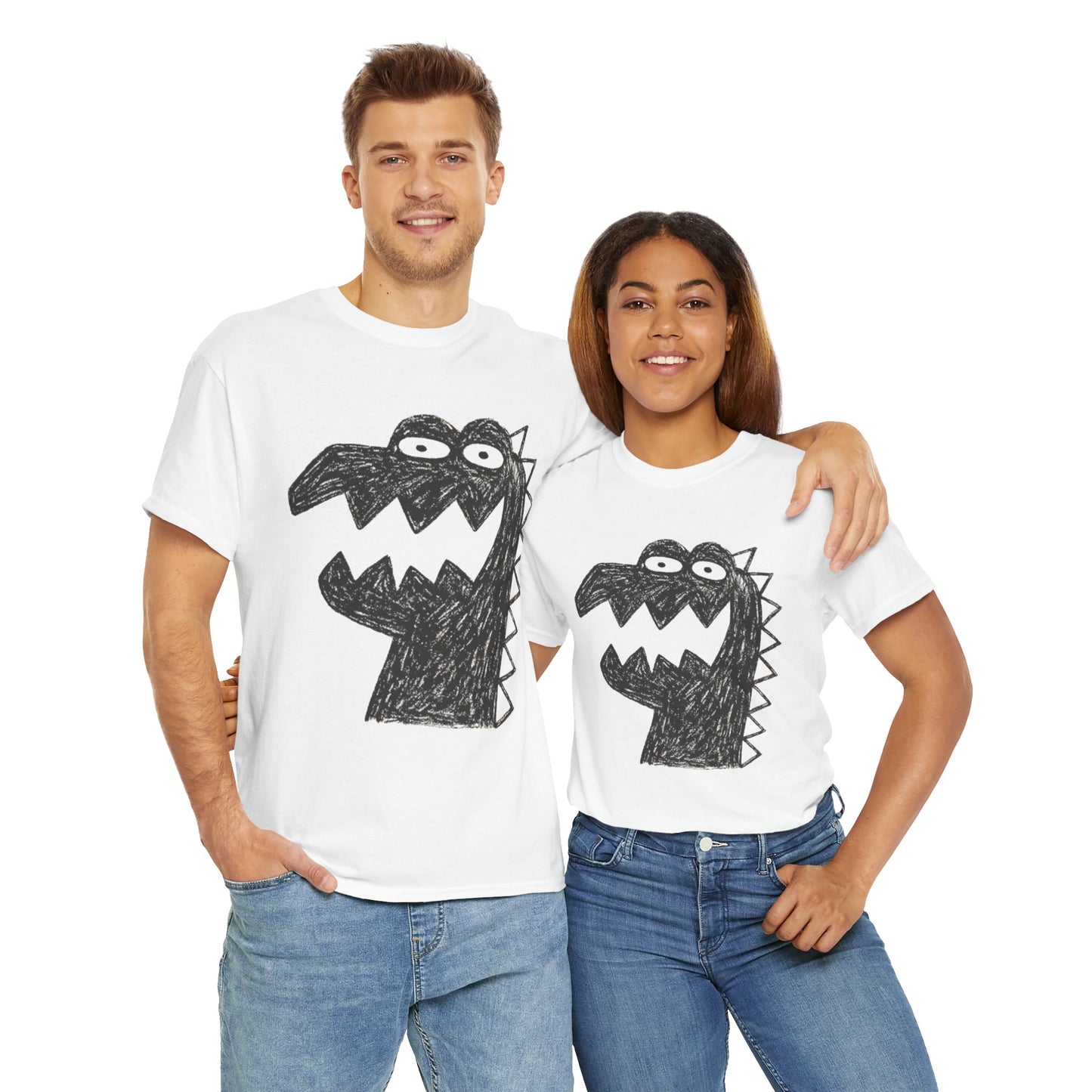 Dinosaur Graphic Tee, Unisex Cotton Shirt, Fun Casual Wear, Cute Monster Top, Gift for Kids and Teens, Birthday Celebration