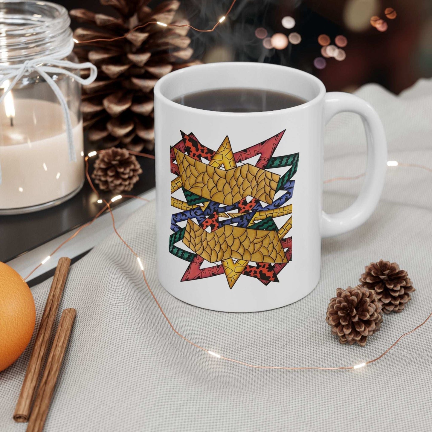 Colorful Geometric Ceramic Mug - Perfect for Coffee Lovers and Gifting by @almatar.art