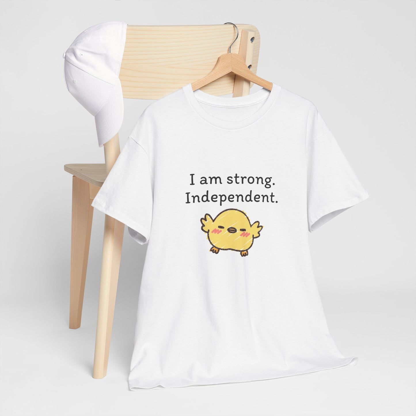 Empowering Chick Graphic Unisex Heavy Cotton Tee - "I am strong. Independent."
