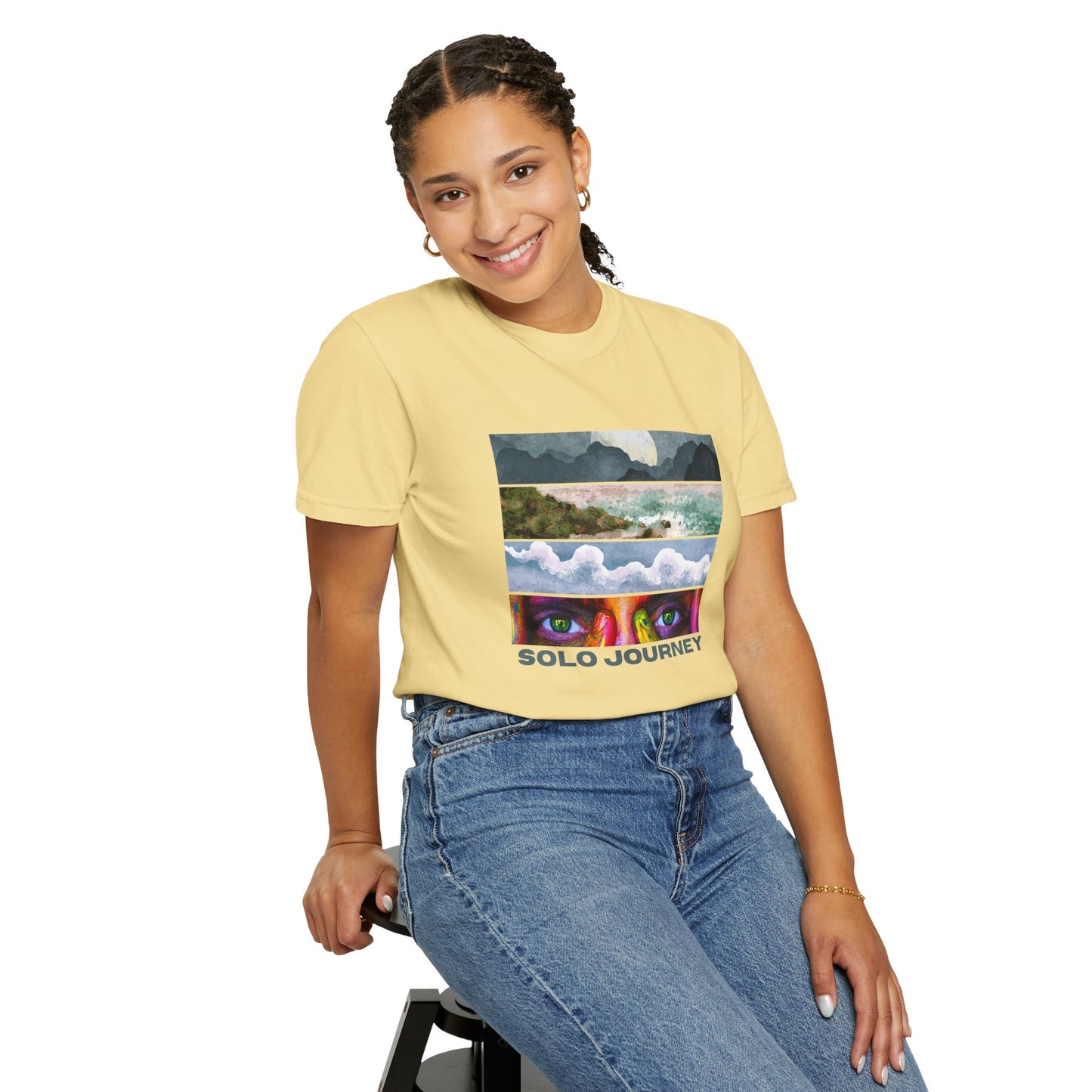 Vintage Aesthetic Oversized Boho T-Shirt 07 showcasing a relaxed fit in eco-friendly organic cotton fabric for sustainable fashion.