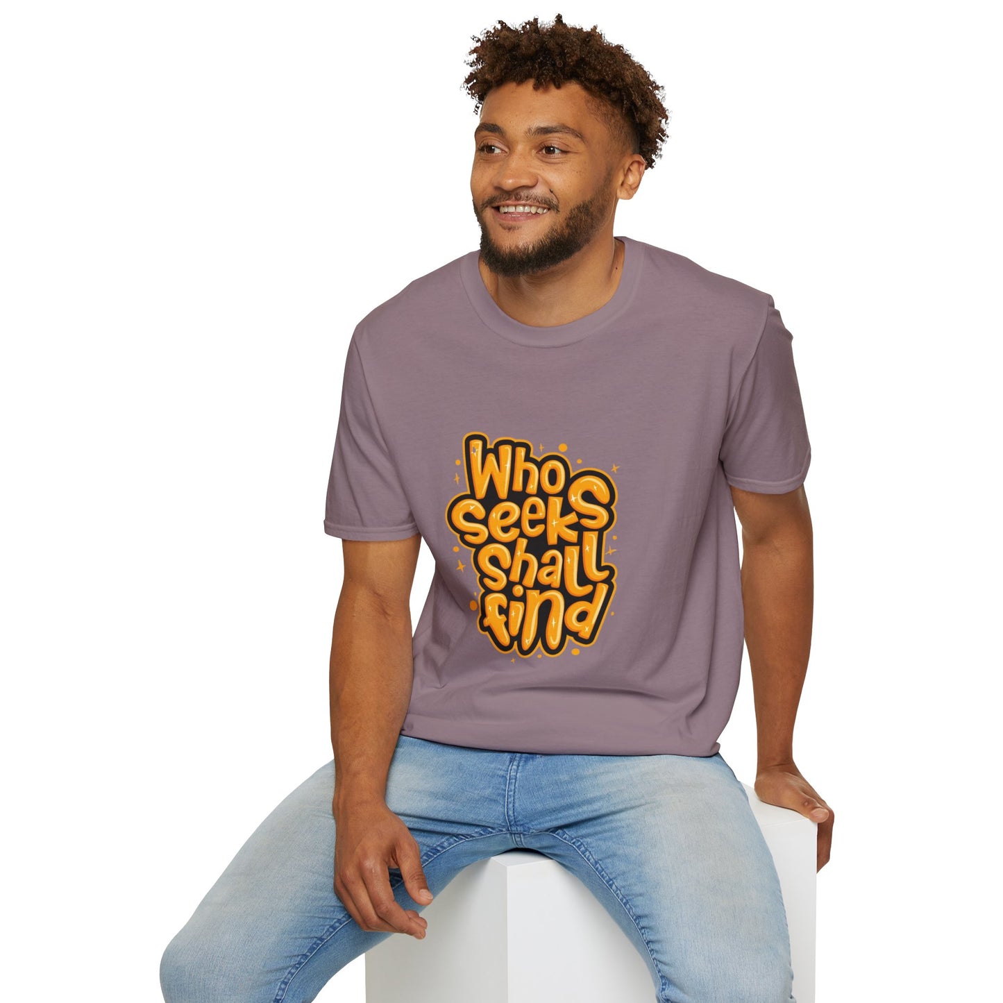 Model wearing Unisex Organic Cotton Softstyle T-Shirt at an outdoor festival, illustrating its versatile and stylish casual wear appeal.