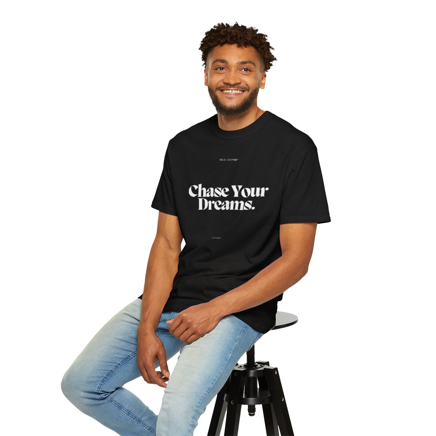Chase Your Dreams Vintage Aesthetic Pullover draped over a casual outfit, highlighting its comfortable and breathable fit.