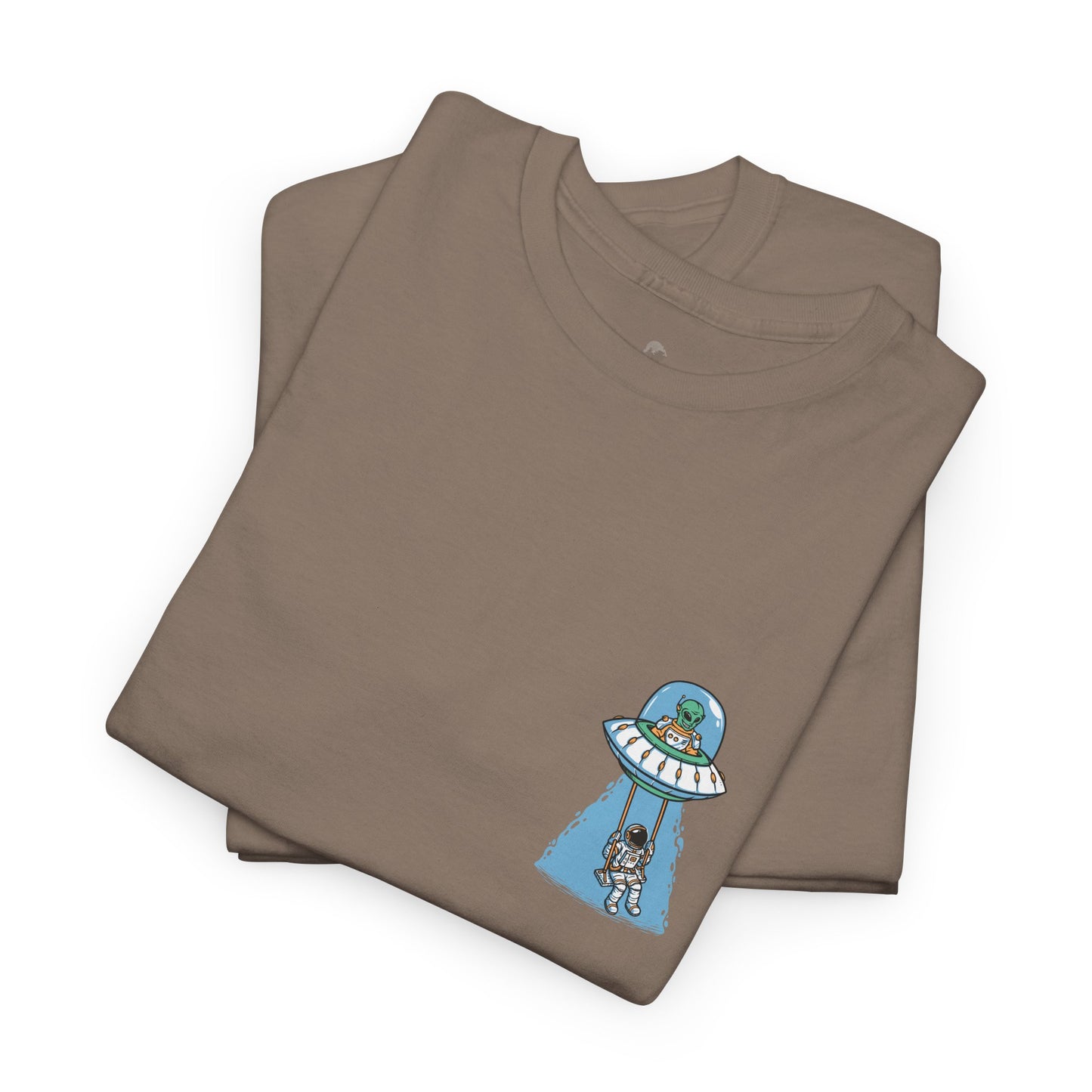 UFO Dancing in Space - Whimsical Unisex Heavy Cotton Tee with Playful Design