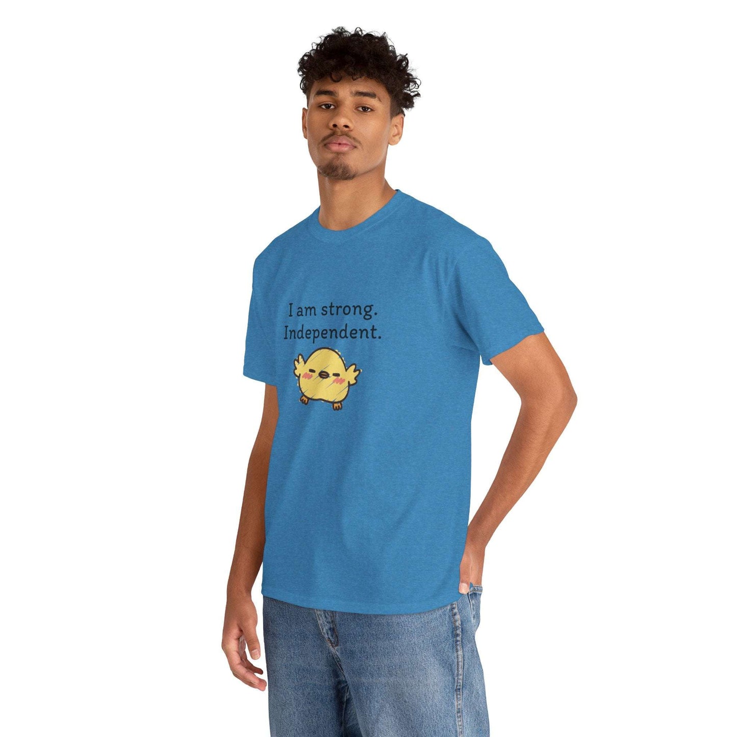 Empowering Chick Graphic Unisex Heavy Cotton Tee - "I am strong. Independent."
