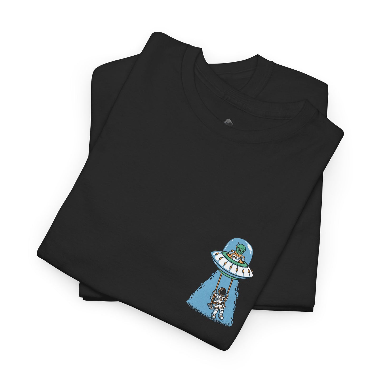 UFO Dancing in Space - Whimsical Unisex Heavy Cotton Tee with Playful Design