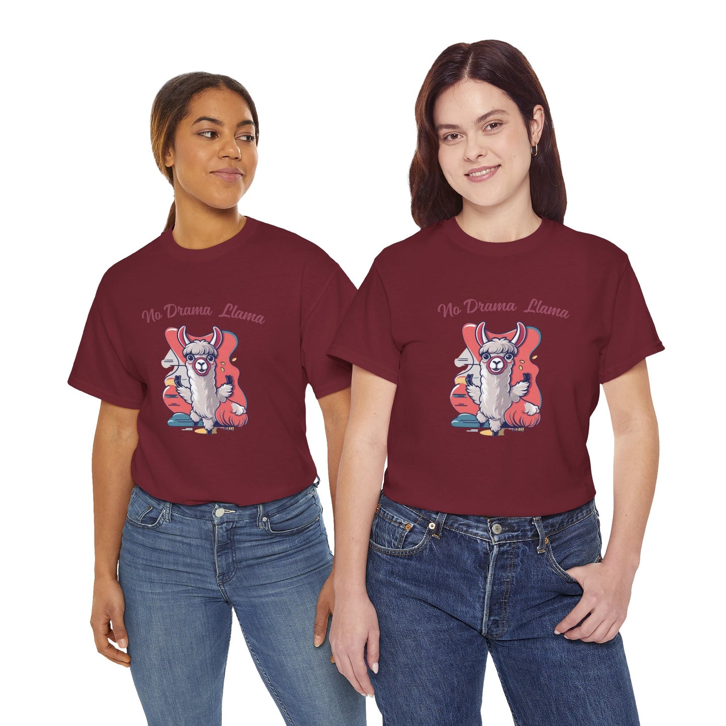 No Drama Llama Unisex Heavy Cotton Tee - Fun Graphic Tee for Casual Wear