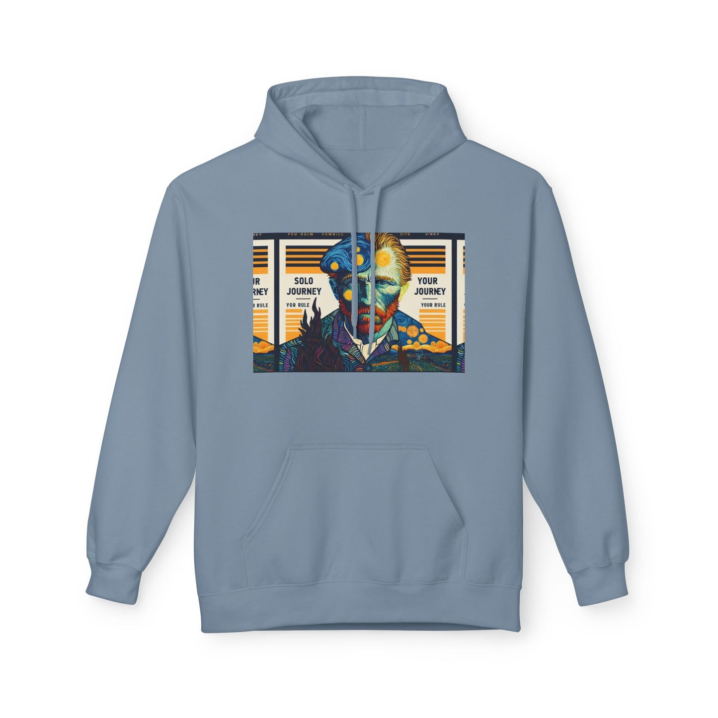 Van Gogh AI Graphic Western Rodeo Sweatshirt featuring vibrant cowboy art, perfect for vintage boho style enthusiasts.