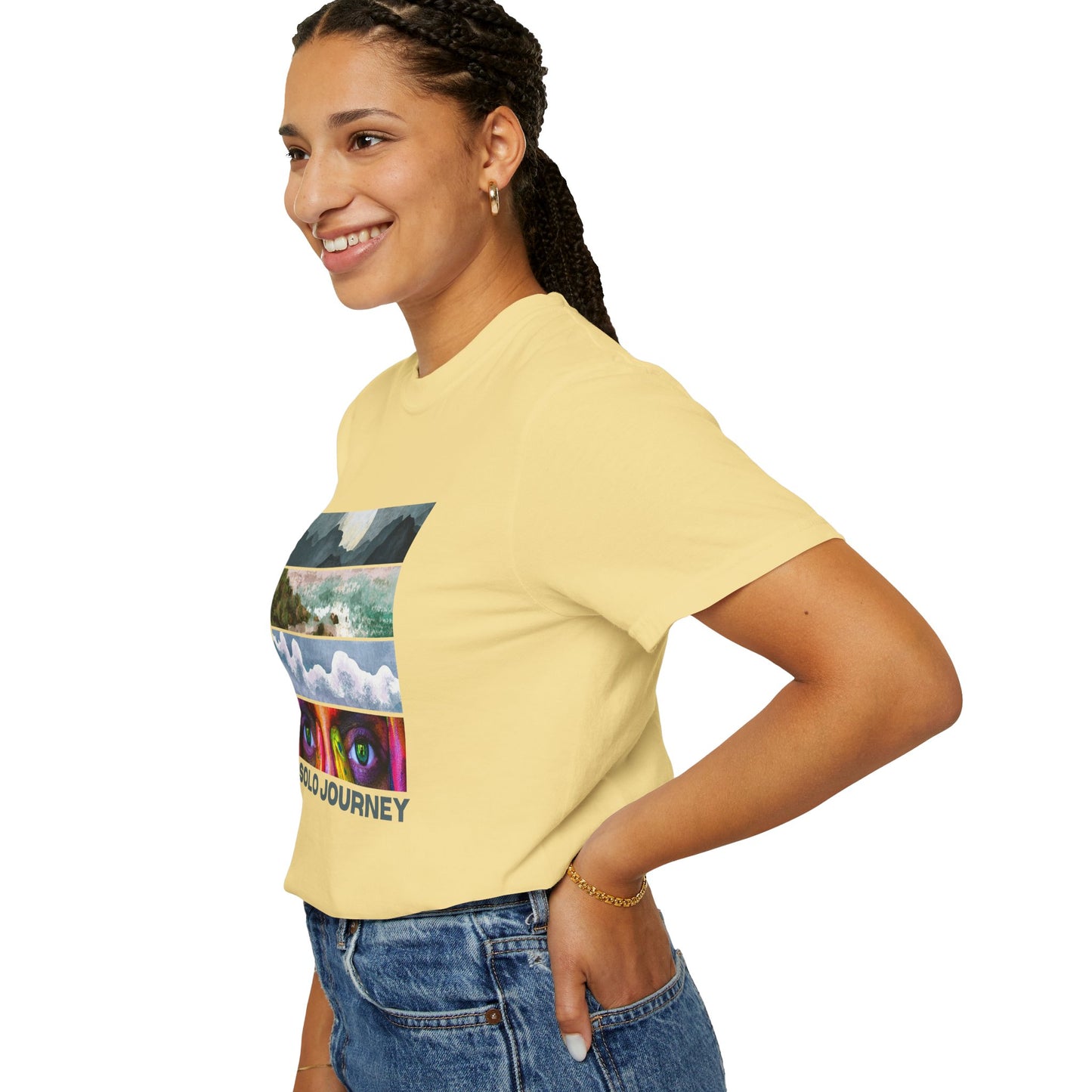 Group of friends wearing Vintage Aesthetic Oversized Boho T-Shirts 07 - Eco-Friendly Organic Cotton Tees, highlighting trendy and sustainable fashion.