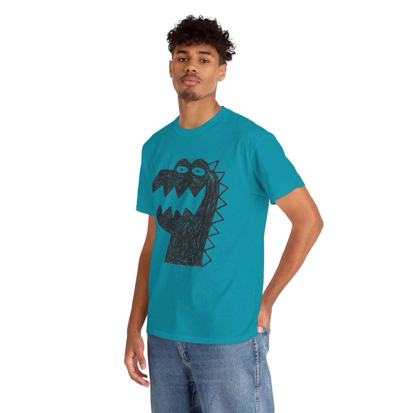 Dinosaur Graphic Tee, Unisex Cotton Shirt, Fun Casual Wear, Cute Monster Top, Gift for Kids and Teens, Birthday Celebration