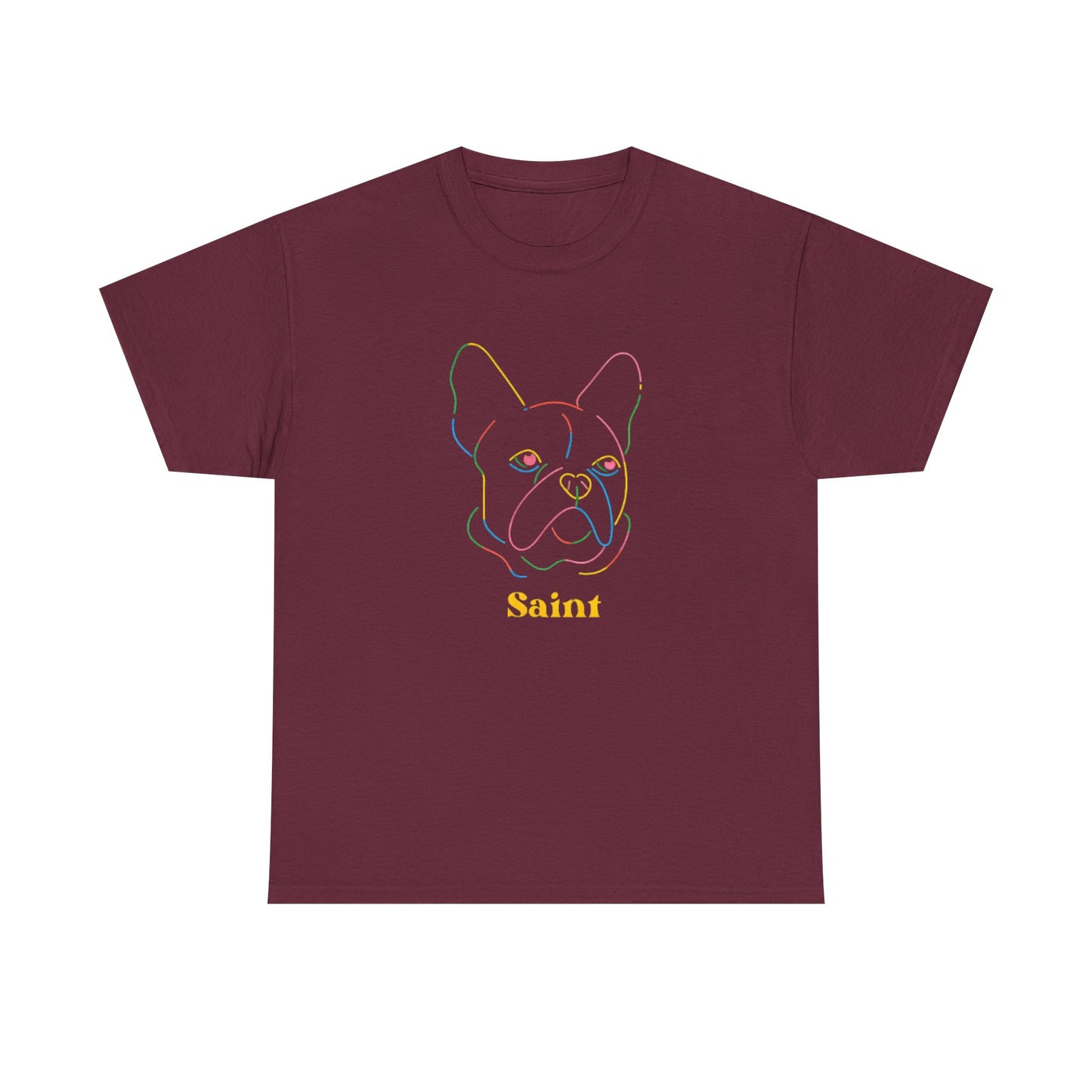 Saint French Bulldog Unisex Heavy Cotton Tee - Colorful Pet Graphic T-Shirt