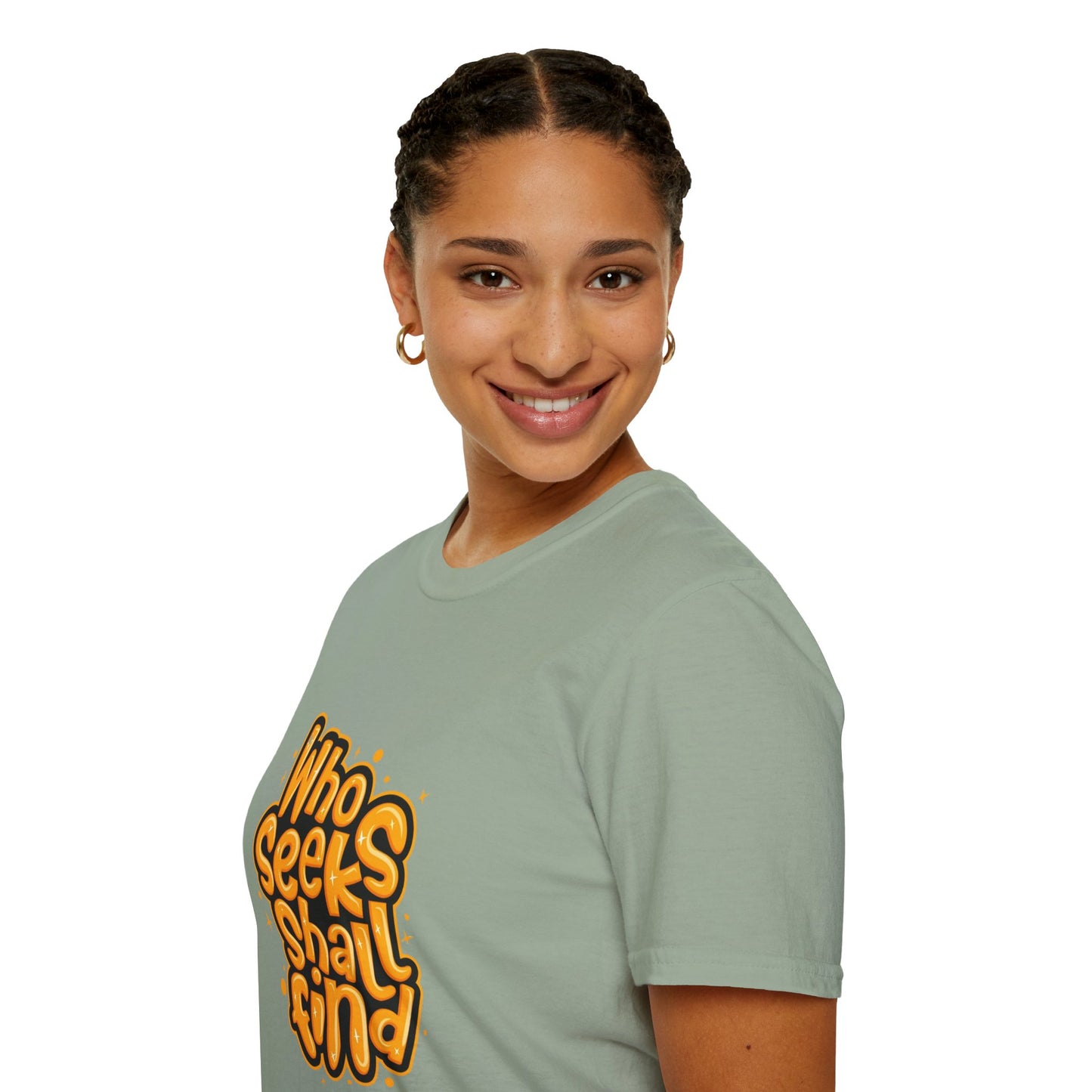 Model wearing Unisex Organic Cotton Softstyle T-Shirt, demonstrating its relaxed fit for gym-to-street style.