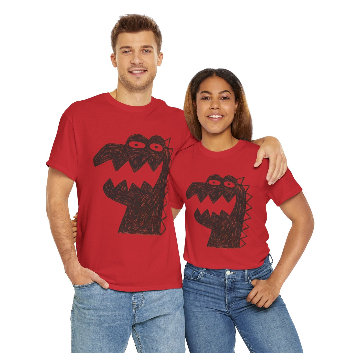 Dinosaur Graphic Tee, Unisex Cotton Shirt, Fun Casual Wear, Cute Monster Top, Gift for Kids and Teens, Birthday Celebration