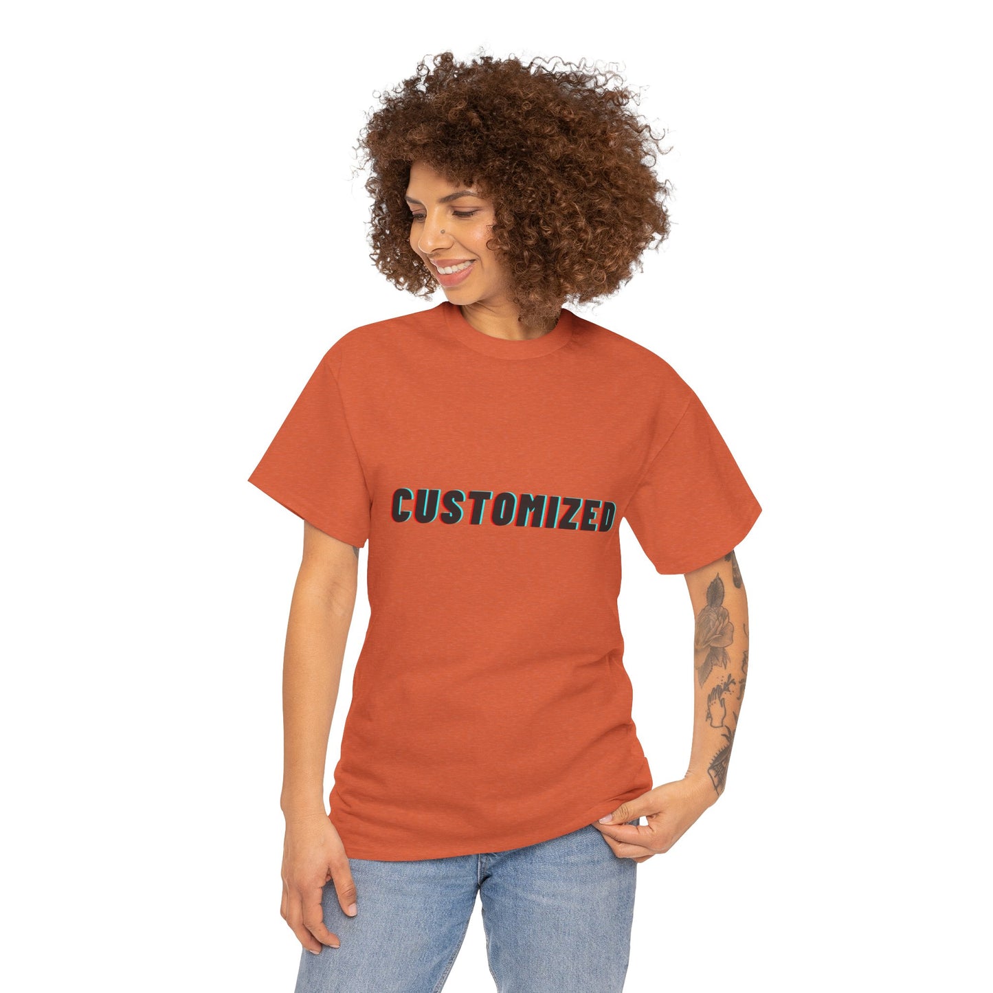 Colorful artistic graphic design featured on the Personalized Unisex Heavy Cotton Tee, perfect for expressing creativity.