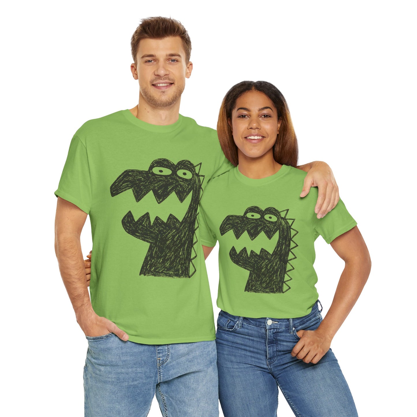 Dinosaur Graphic Tee, Unisex Cotton Shirt, Fun Casual Wear, Cute Monster Top, Gift for Kids and Teens, Birthday Celebration