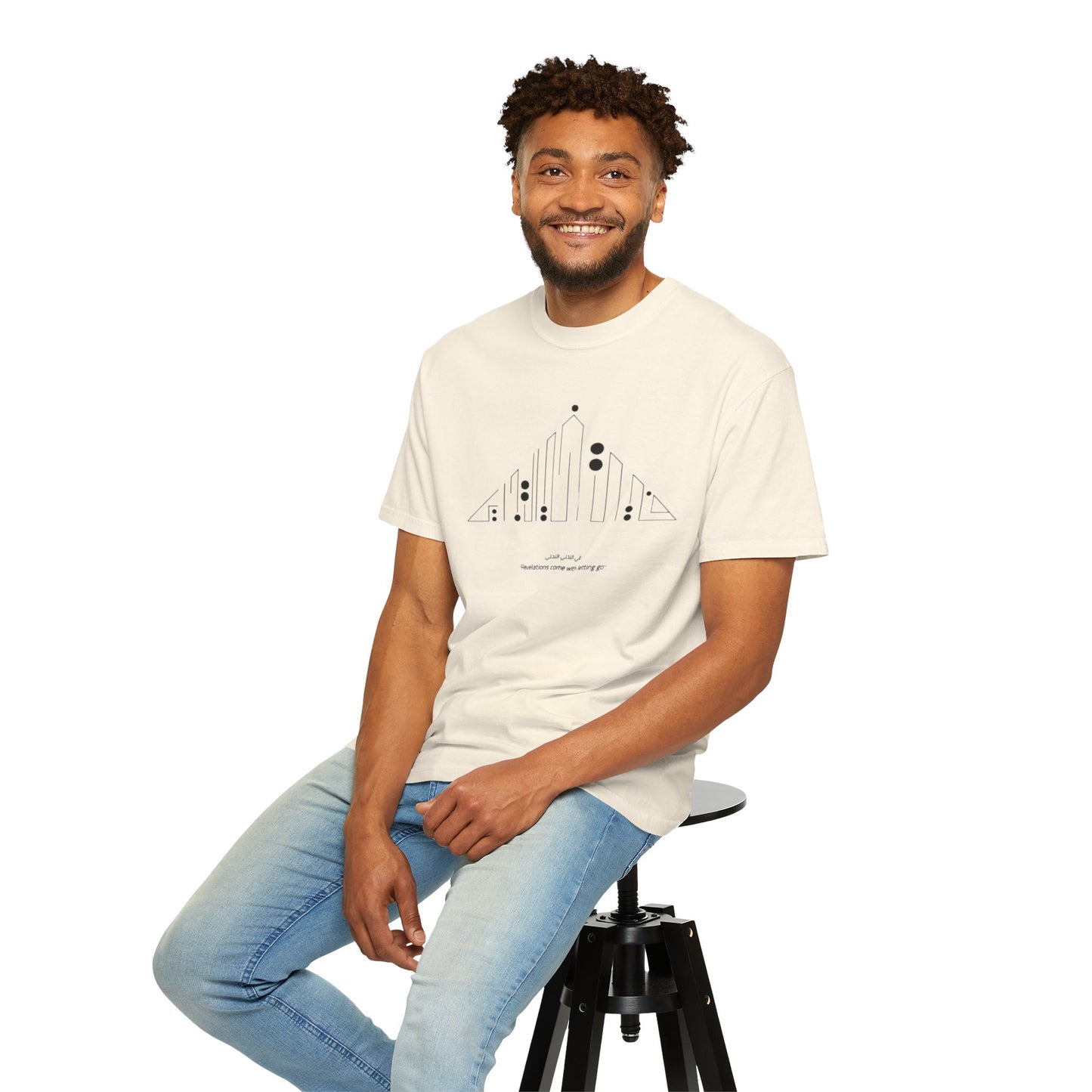 Close-up view of the artful hand-drawn graphics on the Vintage Aesthetic Oversized Boho T-Shirt, highlighting its unique design.