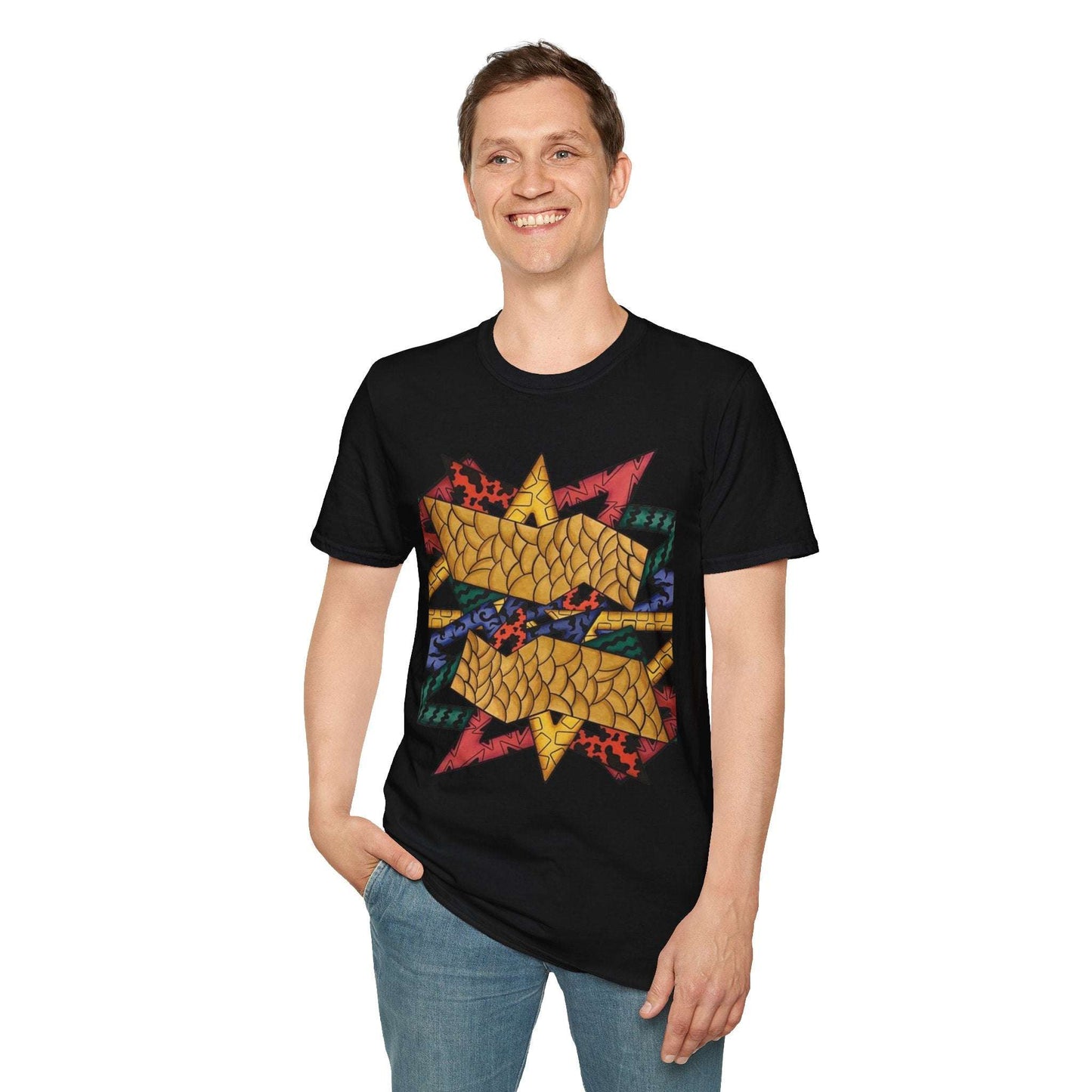 Abstract Art Unisex Softstyle T-Shirt - Colorful Graphic Tee for Creative Souls By @Almatar.art