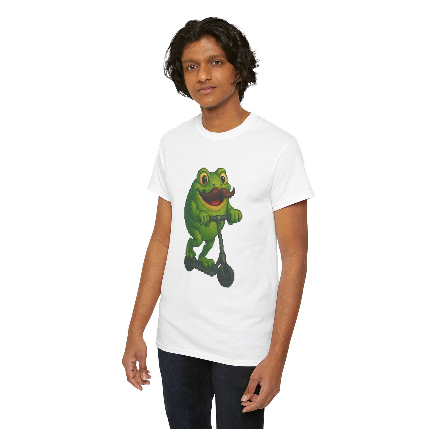 Fun Frog Scooter Tee - Unisex Heavy Cotton T-Shirt, Cute Animal Shirt, Gift for Kids & Teens, Funny Graphic Tee, Summer Wear