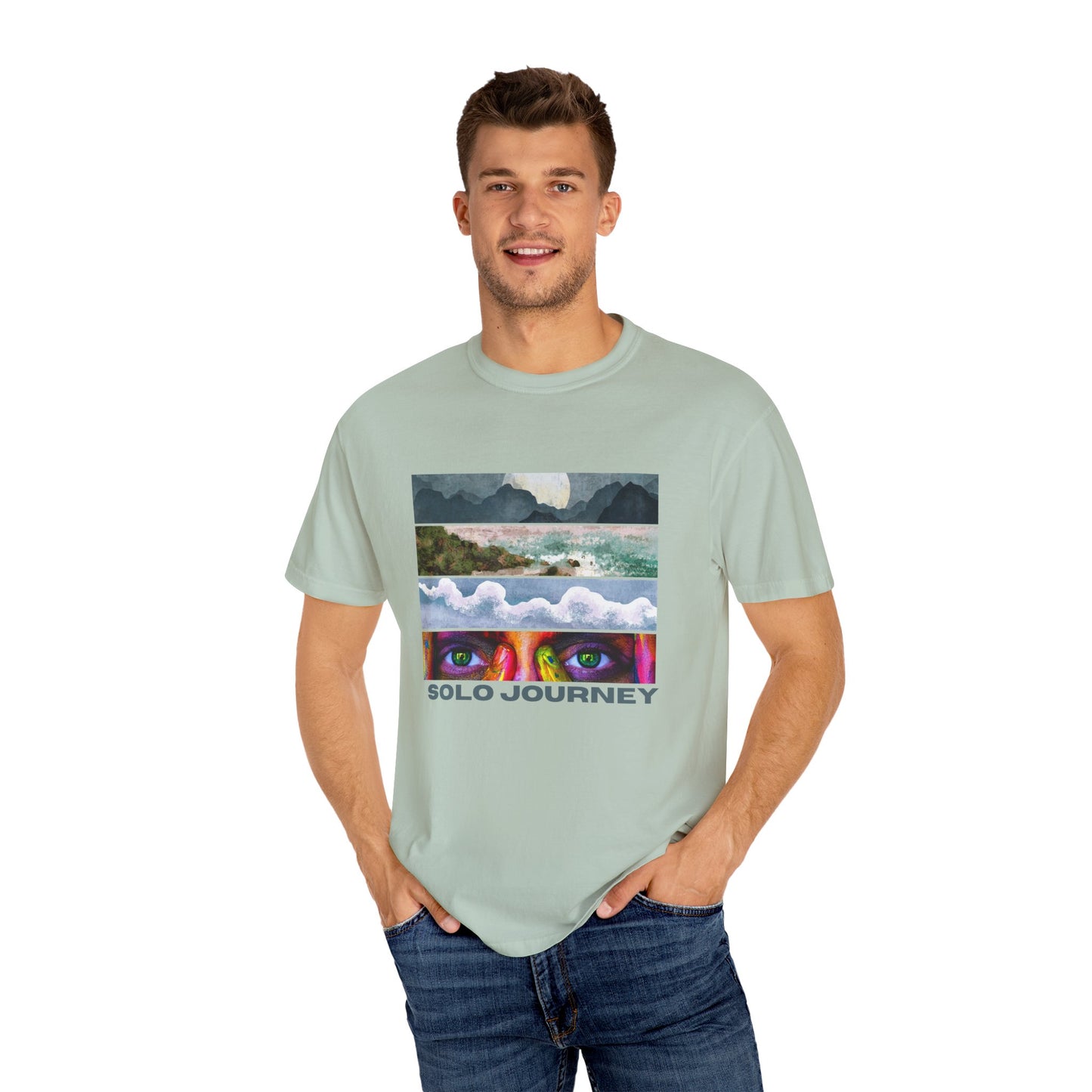 Casual look featuring the Vintage Aesthetic Oversized Boho T-Shirt 07 styled with jeans, emphasizing its unique hand-drawn graphic.